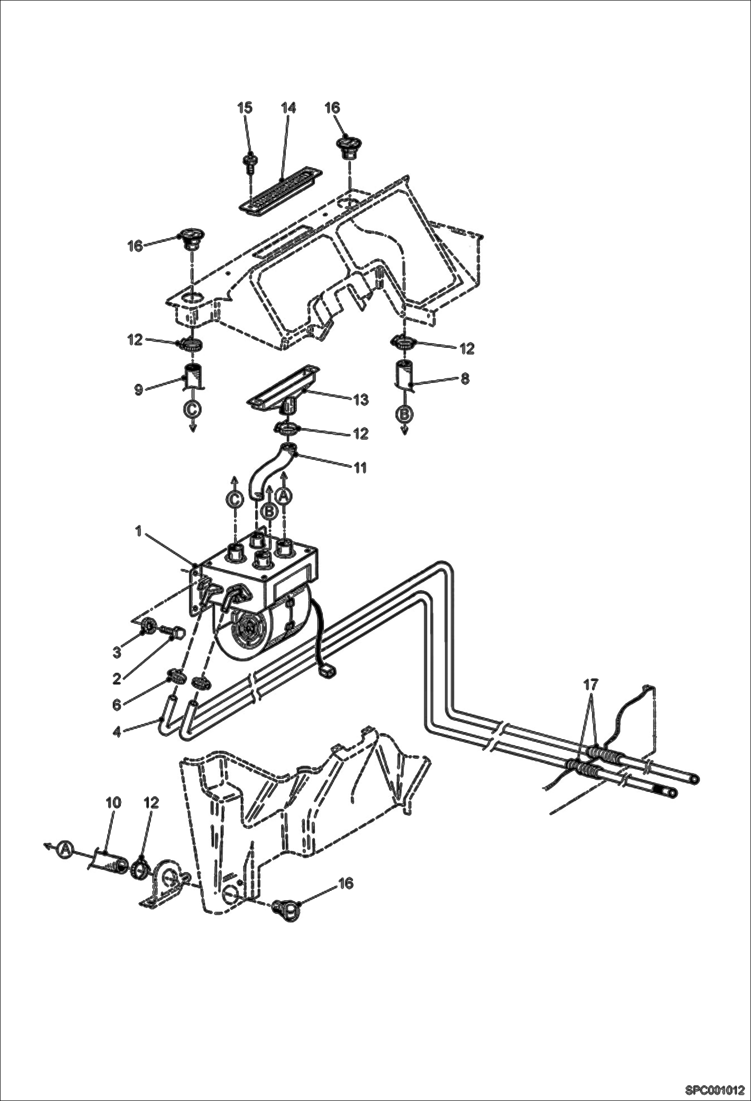 Схема запчастей Bobcat T40140 - HEATING/ VENTILATION INSTALLATION MAIN FRAME