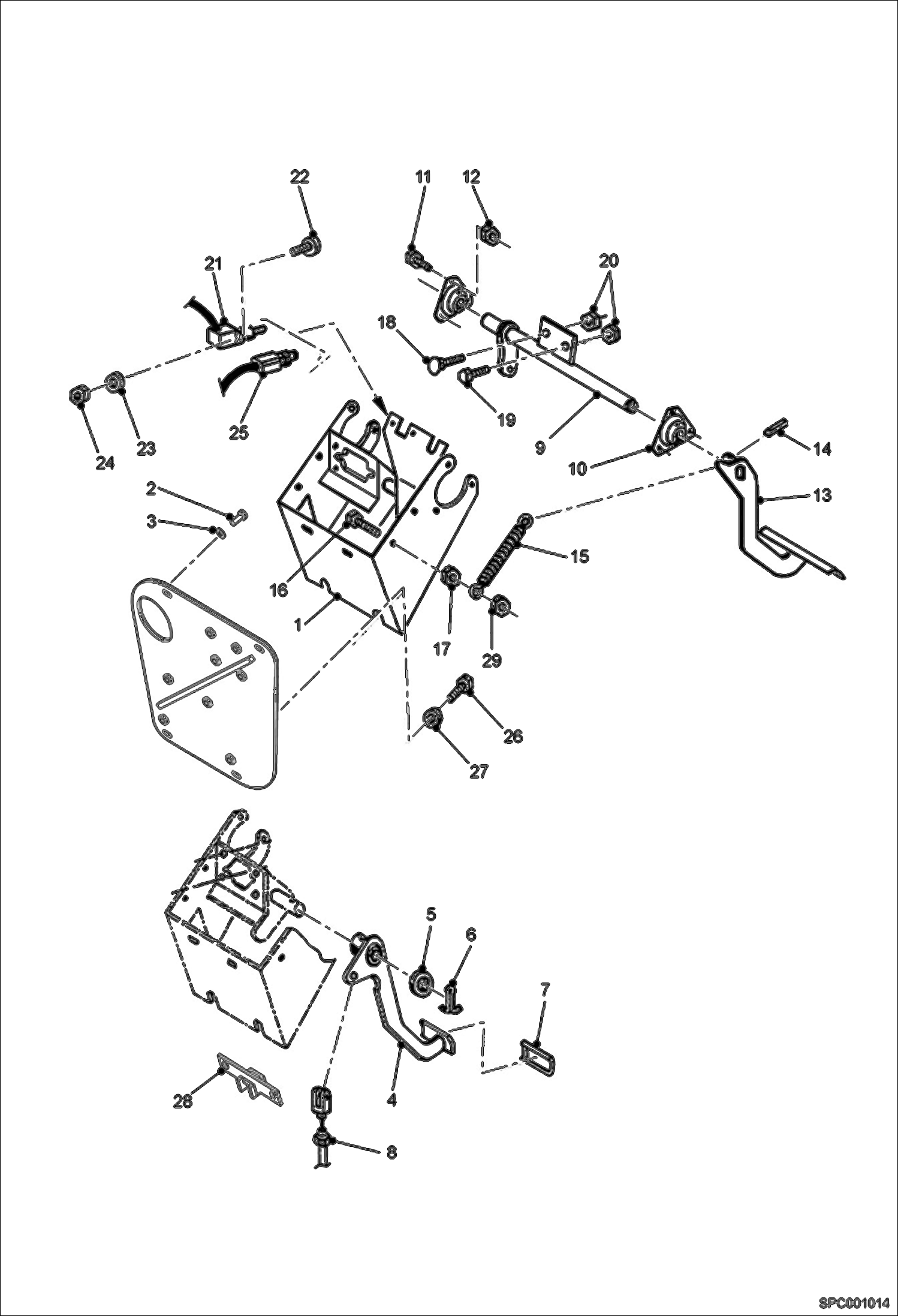 Схема запчастей Bobcat T3571L - PEDALS MAIN FRAME