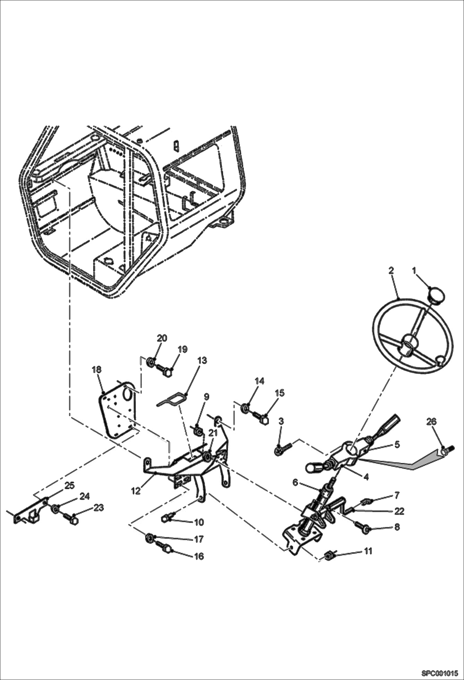 Схема запчастей Bobcat T35100SL - STEERING COLUMN INSTALLATION MAIN FRAME