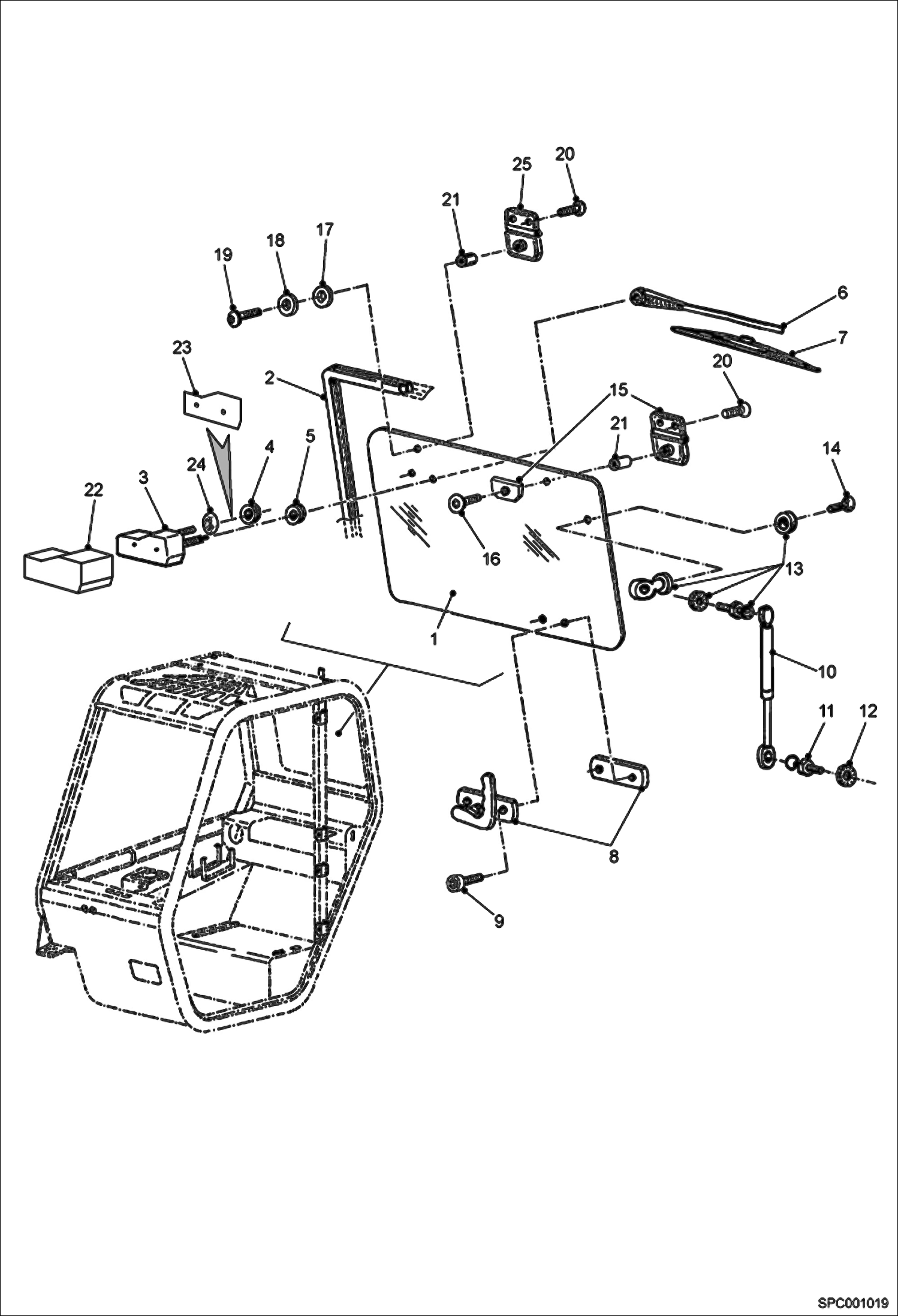 Схема запчастей Bobcat T3571L - REAR WINDOW INSTALLATION MAIN FRAME