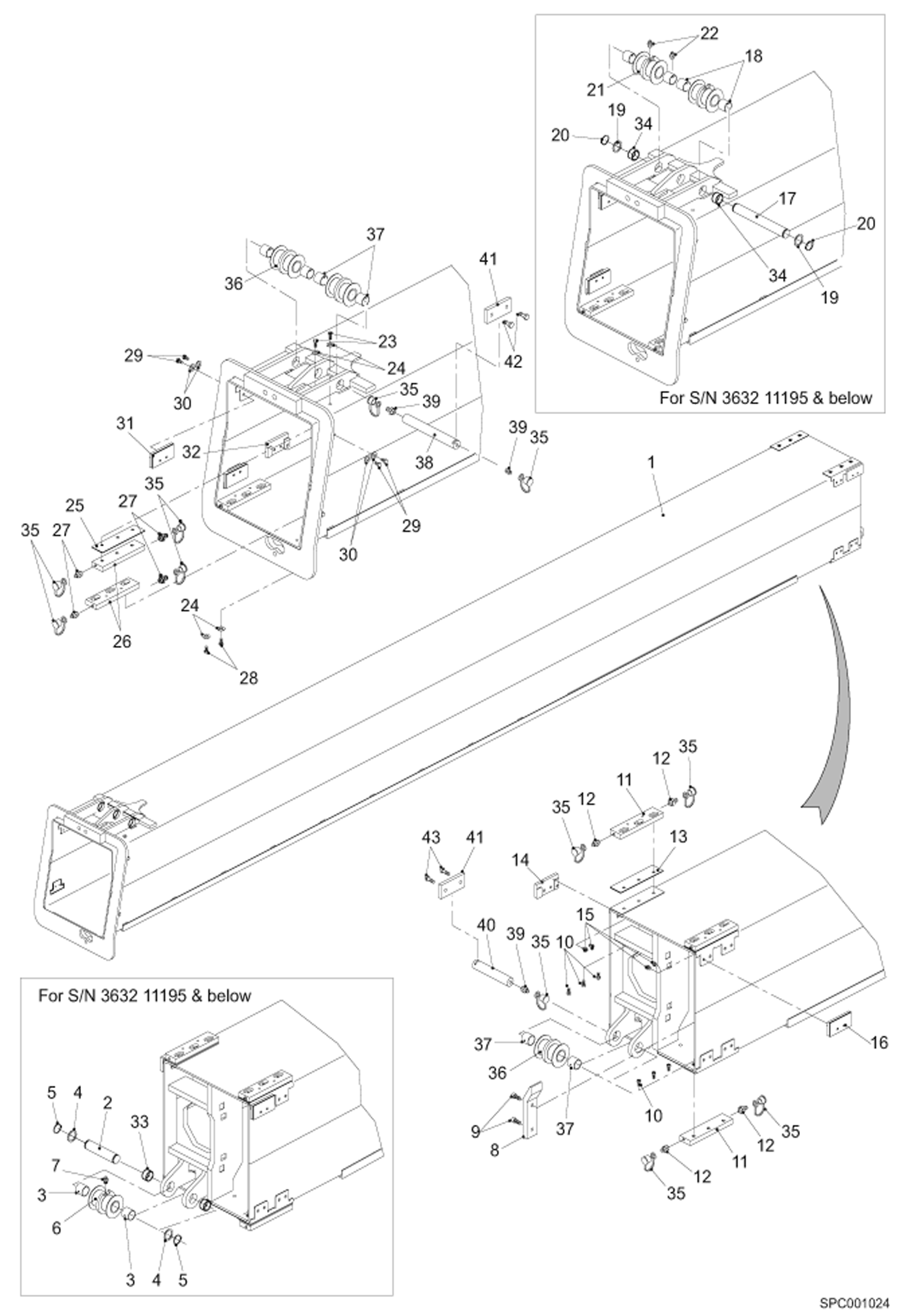 Схема запчастей Bobcat T40140 - INTERMEDIATE BOOM ASSY (S/N 363211001 - 12000) MAIN FRAME