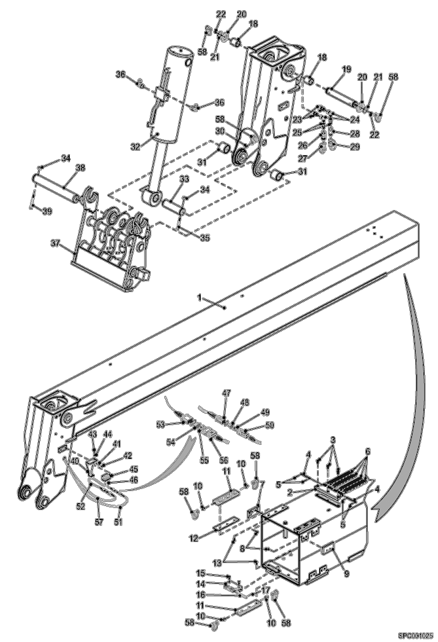 Схема запчастей Bobcat T40140 - END BOOM ASSY (S/N 363211001 - 12000) MAIN FRAME