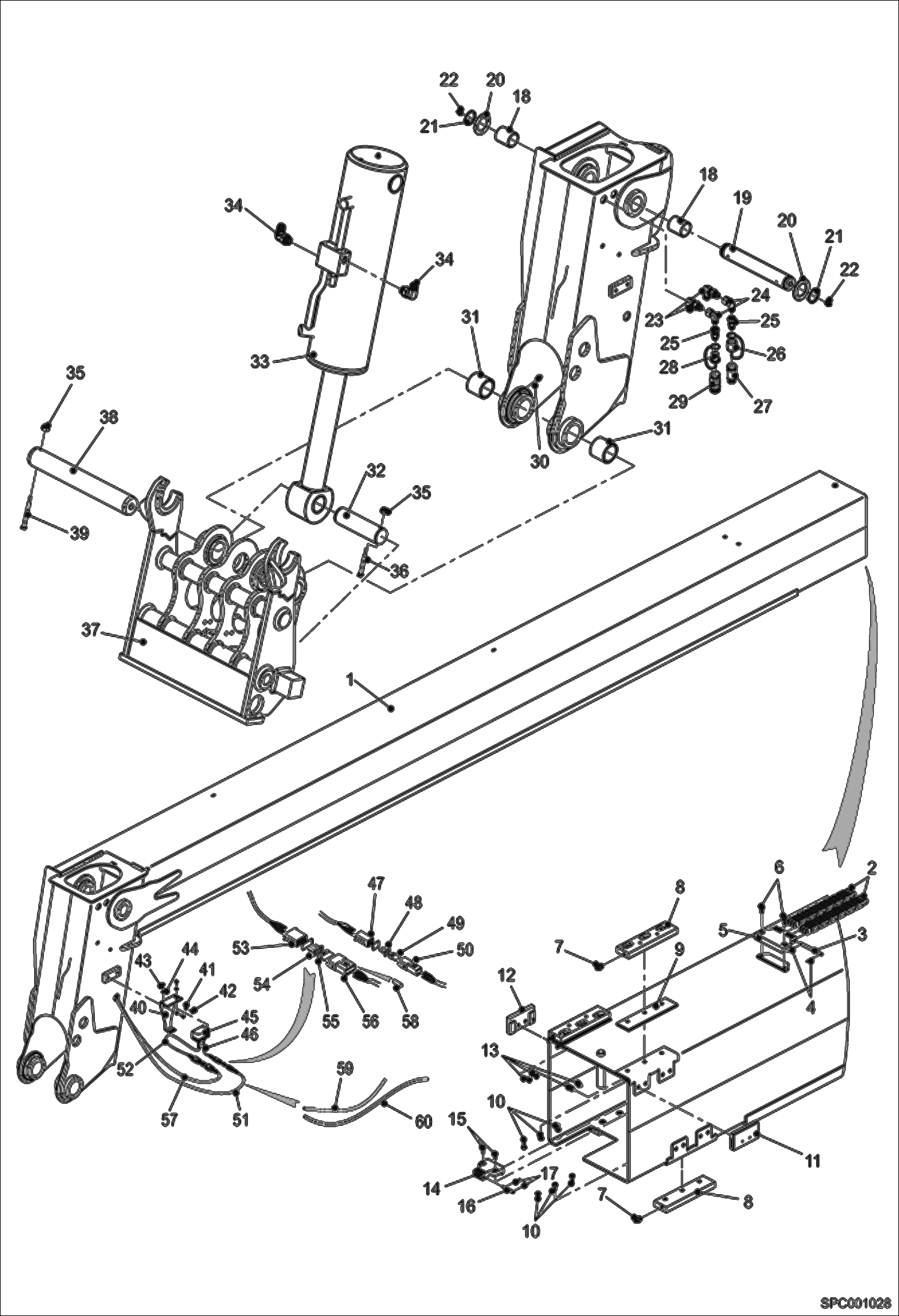 Схема запчастей Bobcat T40140 - END BOOM ASSY (363312001 & Above) (365412001 & Above) MAIN FRAME