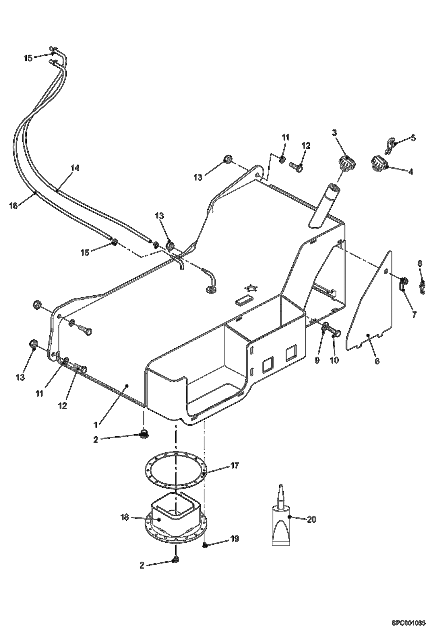 Схема запчастей Bobcat T3571 - FUEL TANK INSTALLATION MAIN FRAME