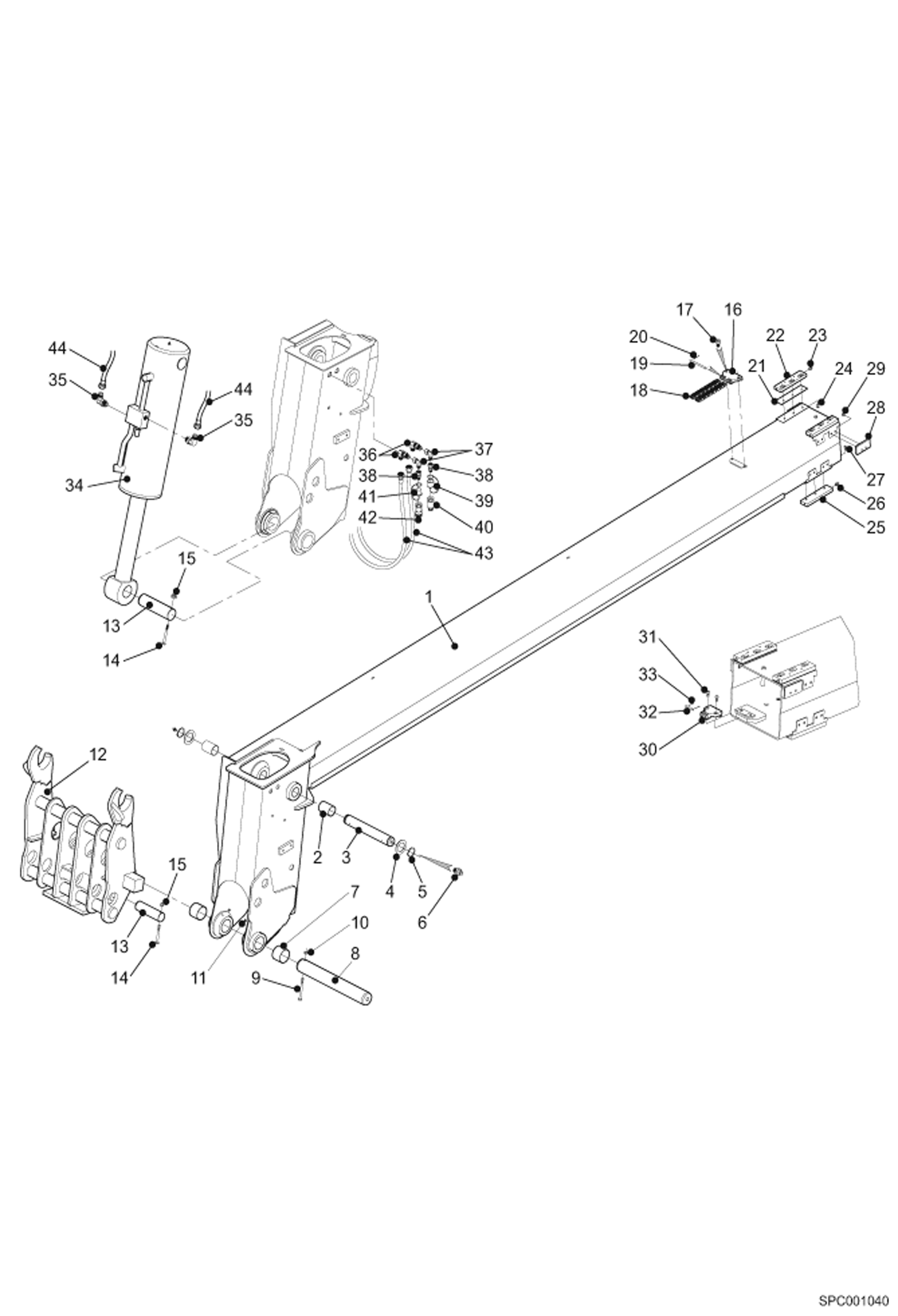 Схема запчастей Bobcat T35100L - END BOOM ASSY (S/N A8HD11001 & Above, A8GW11001 & Above) MAIN FRAME