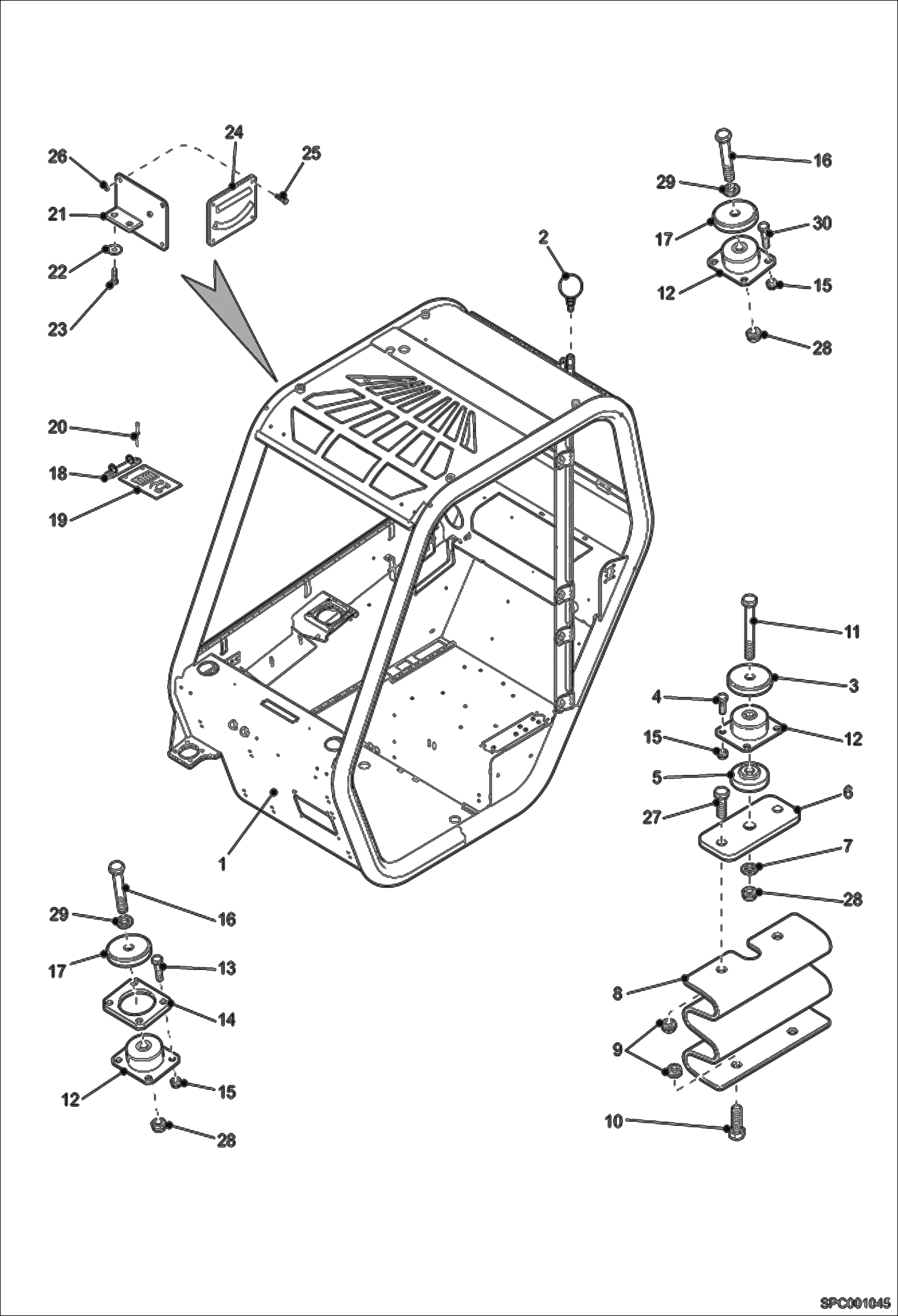 Схема запчастей Bobcat T3571L - CAB & FIXATION MAIN FRAME