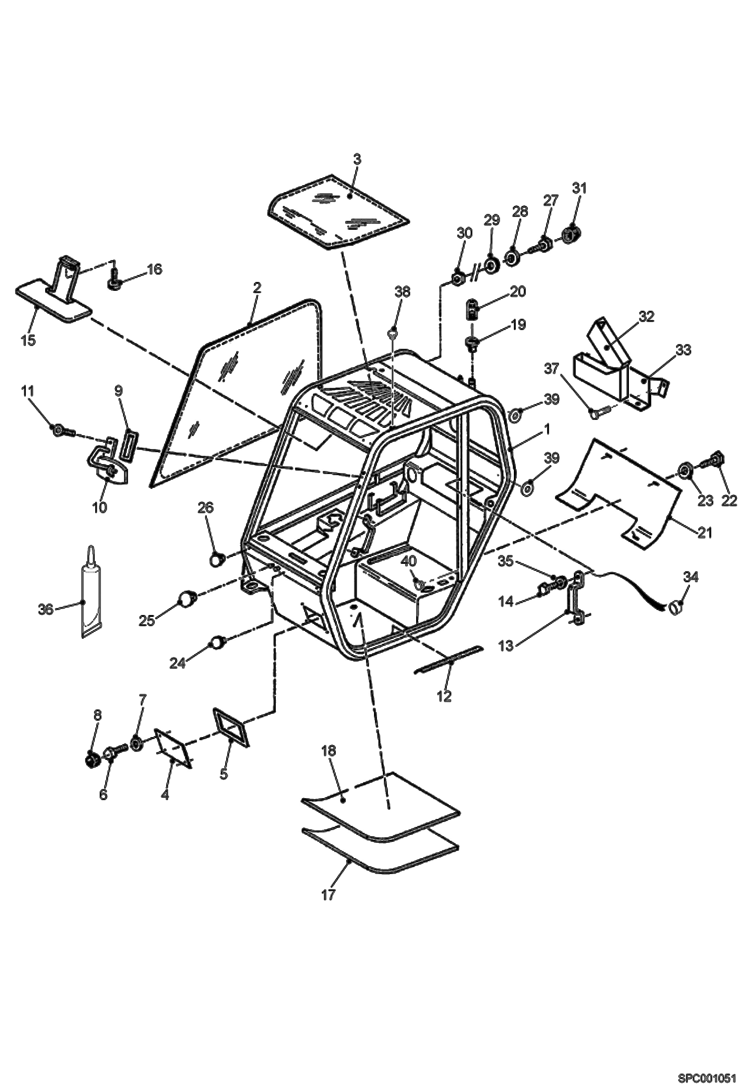 Схема запчастей Bobcat VR530C - OPERATOR CANOPY (S/N 364911001 -11999, 366111001 - 11999) MAIN FRAME