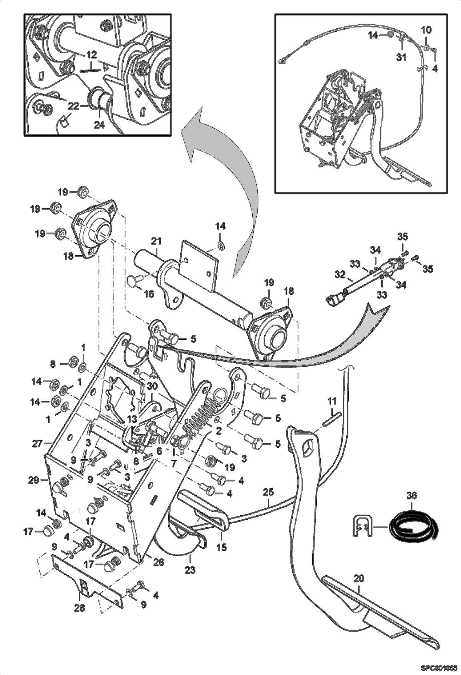 Схема запчастей Bobcat T2250 - PEDALS (S/N AC1911001 - 15185) MAIN FRAME