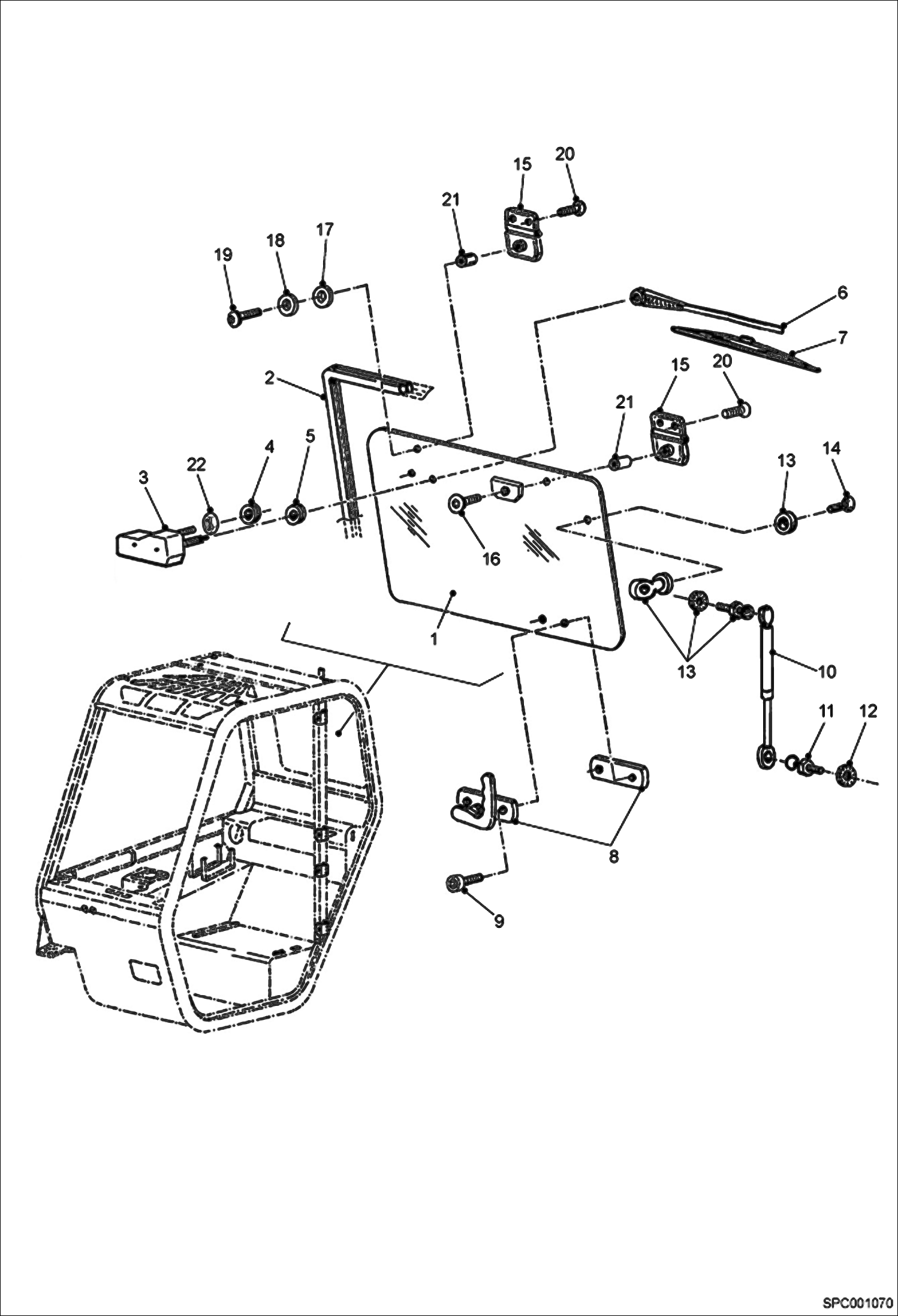 Схема запчастей Bobcat T35120SL - REAR WINDOW INSTALLATION MAIN FRAME