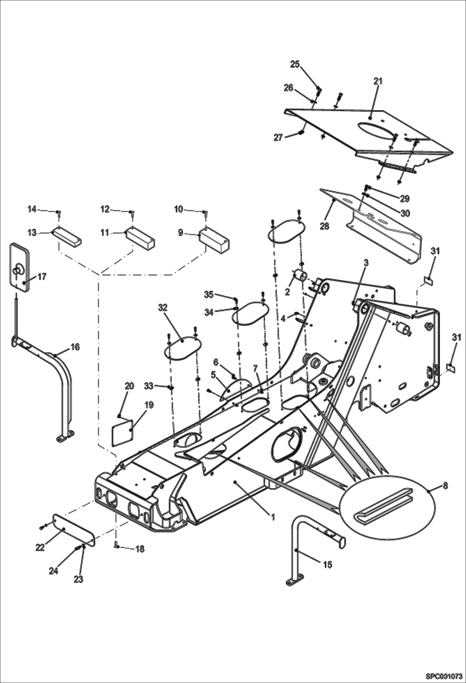 Схема запчастей Bobcat T2556 - FRAME MAIN FRAME