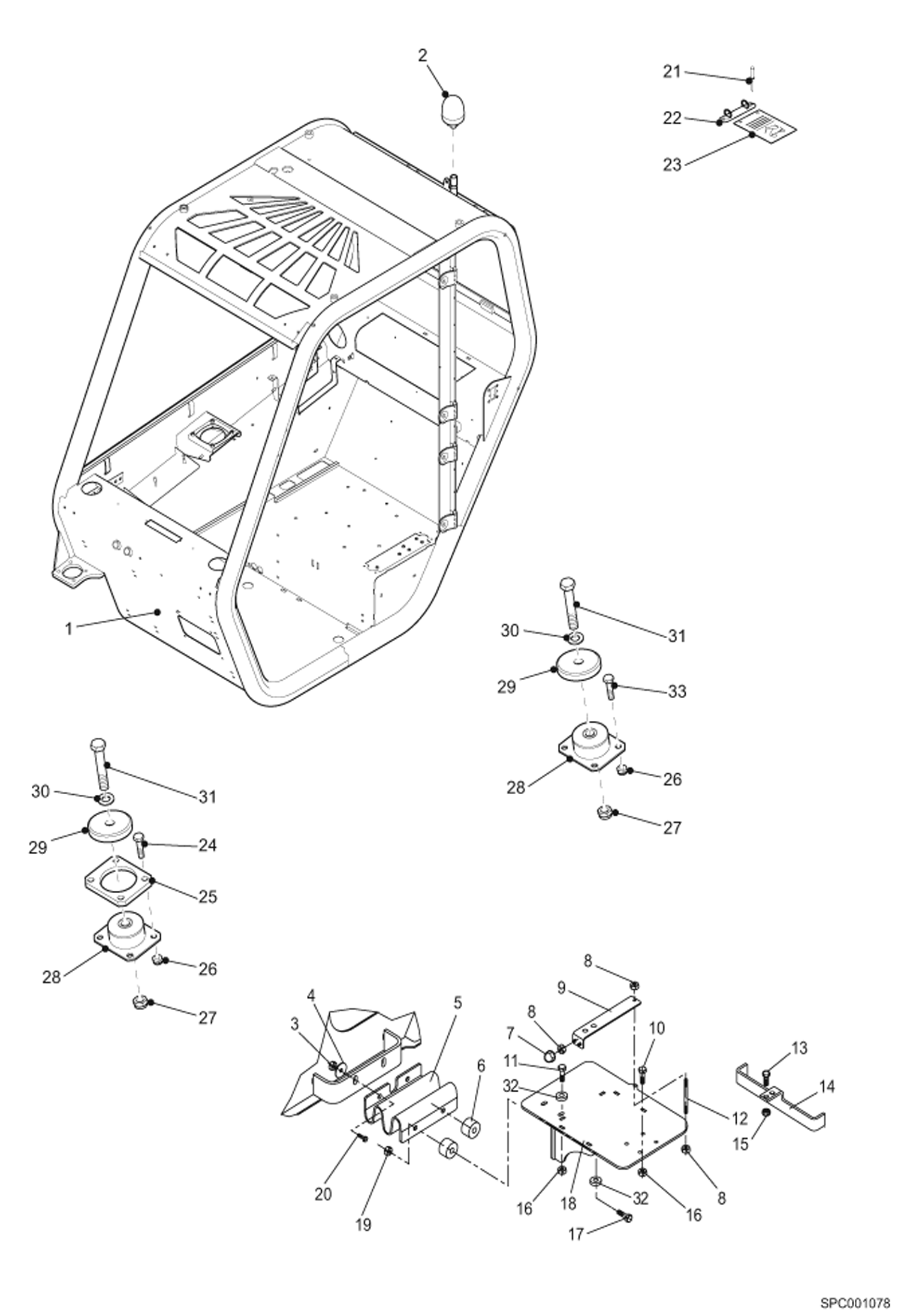 Схема запчастей Bobcat T2556 - CAB & FIXATION MAIN FRAME