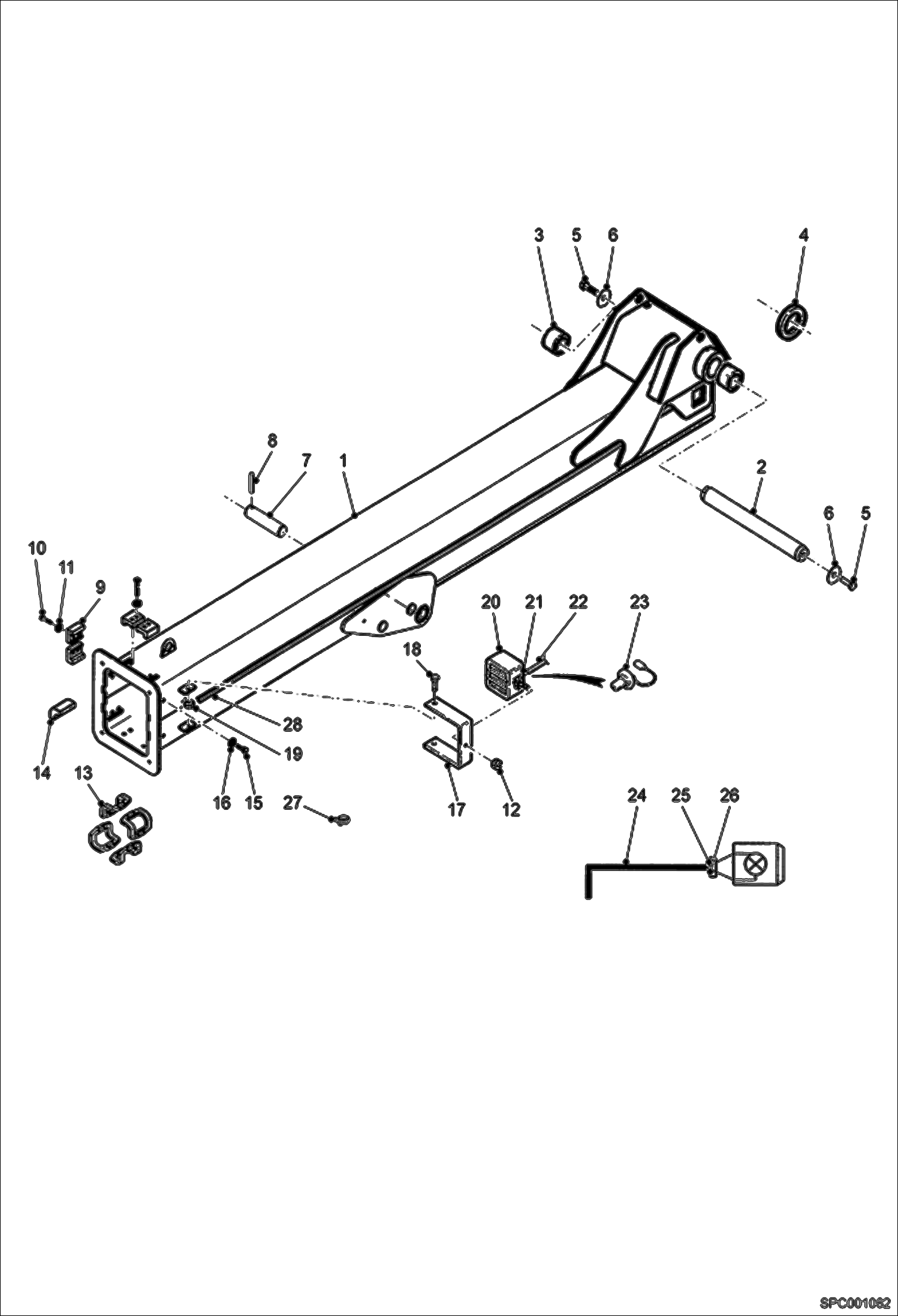 Схема запчастей Bobcat T2566 - FIXED BOOM ASSY (S/N 363112001 & Above) MAIN FRAME