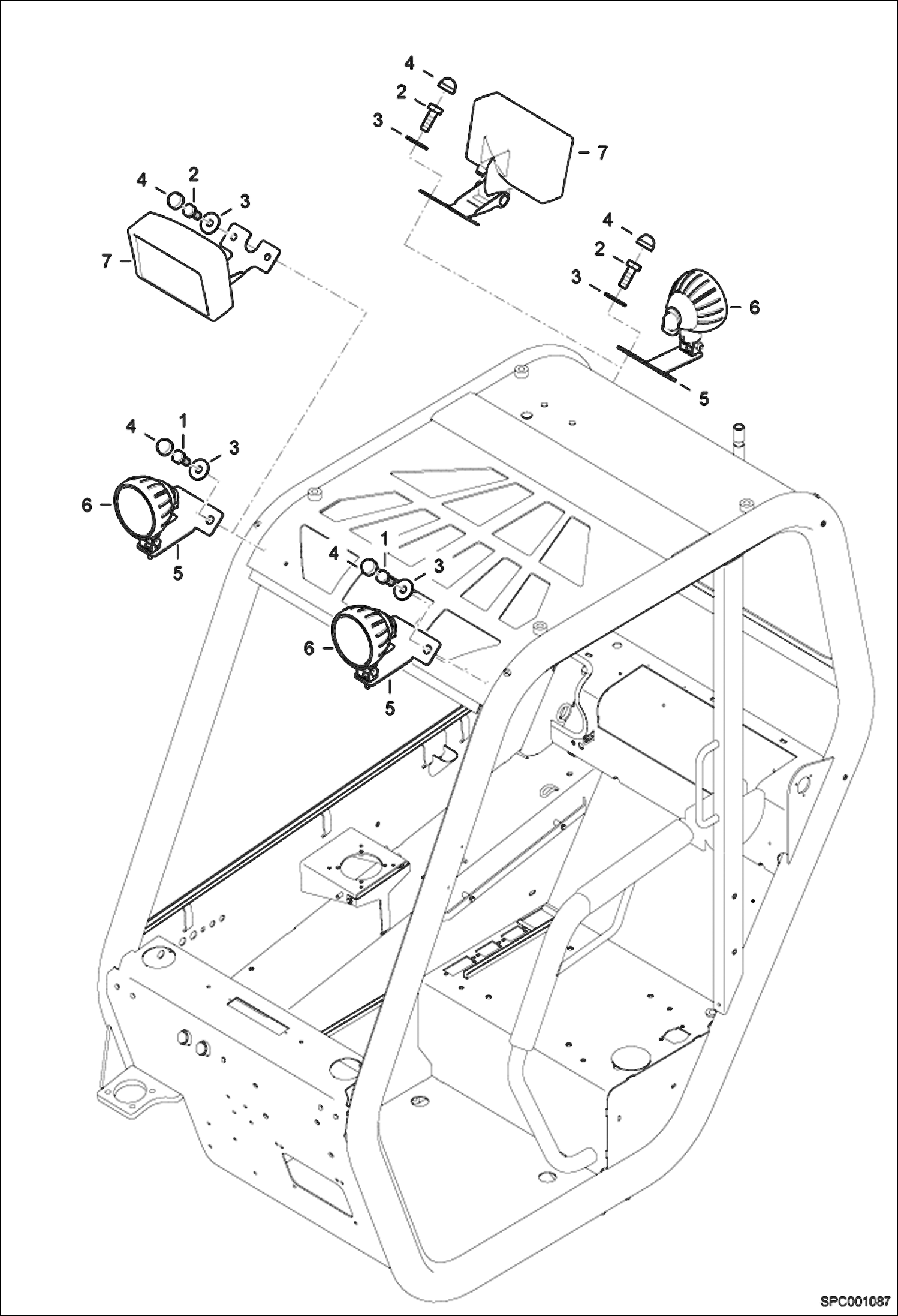 Схема запчастей Bobcat T2250 - WORK LIGHT MAIN FRAME