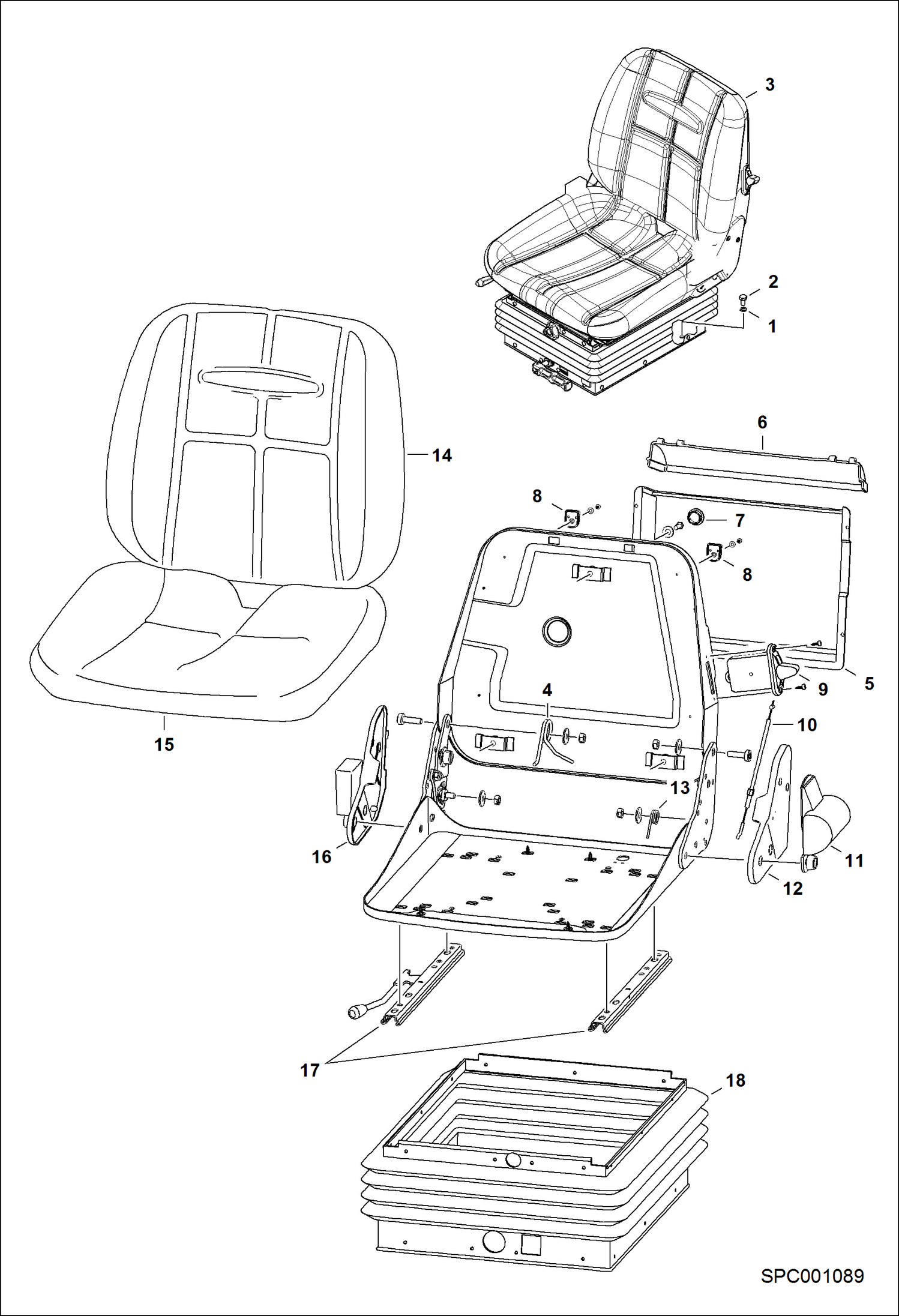 Схема запчастей Bobcat T2250 - SEAT MAIN FRAME