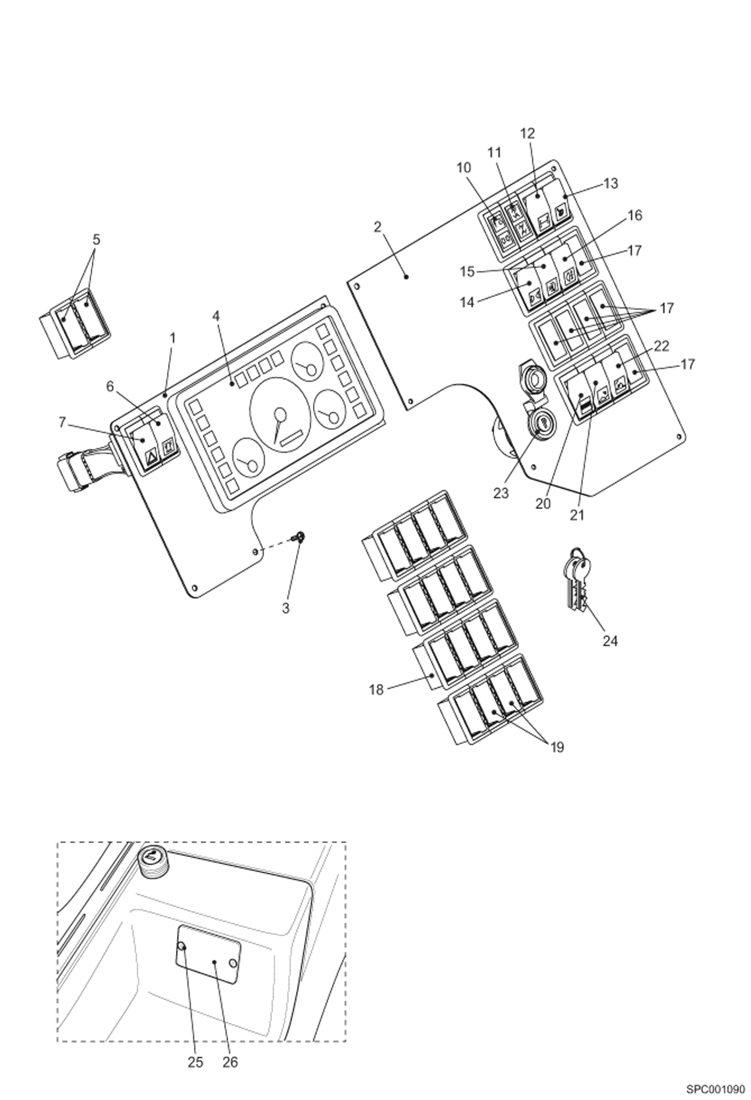 Схема запчастей Bobcat V518 - CONTROL PANEL (S/N 367712001 & Above) MAIN FRAME