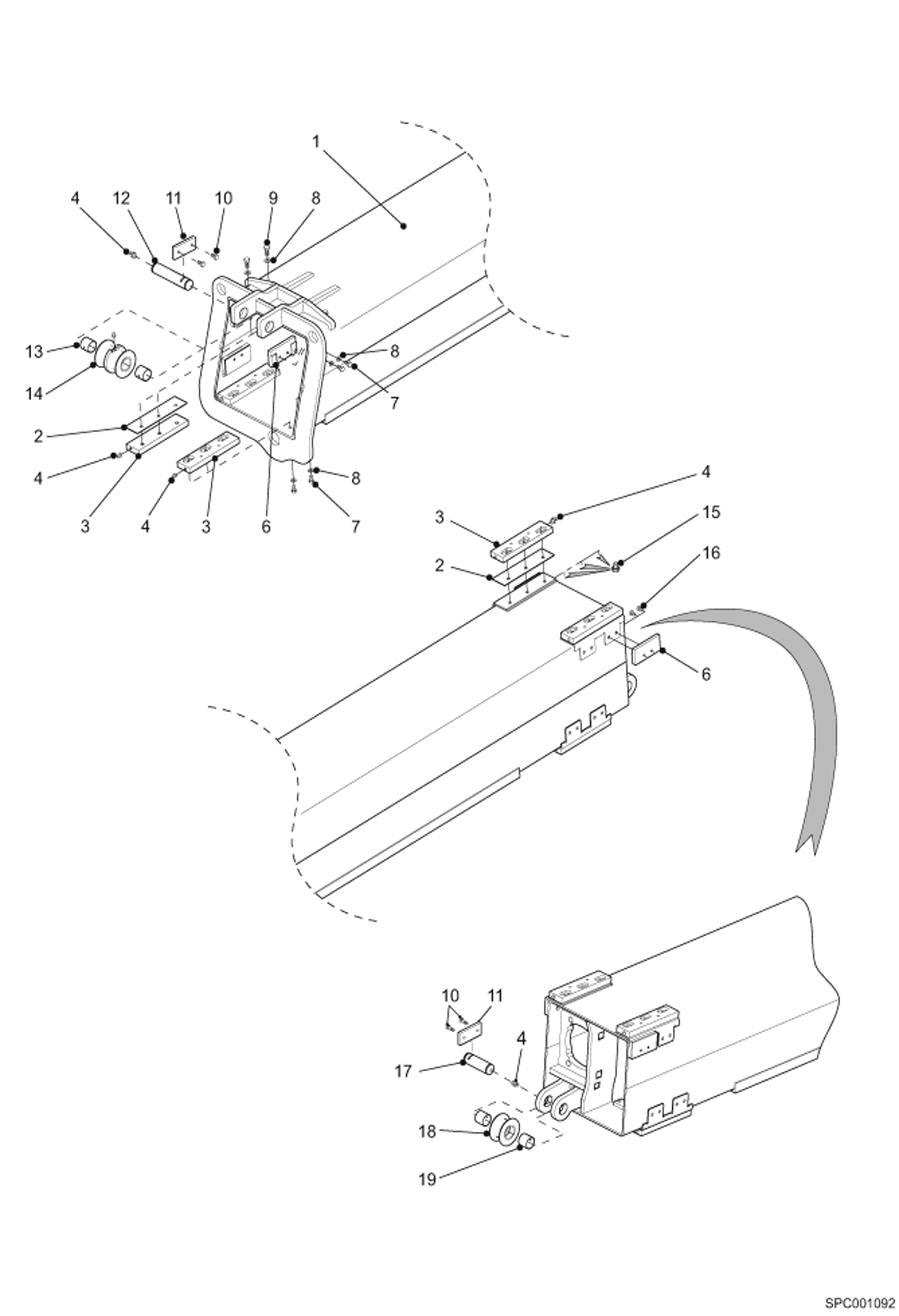 Схема запчастей Bobcat T35100L - INTERMEDIATE BOOM (S/N 366611001 & Above, 366311001 & Above) MAIN FRAME