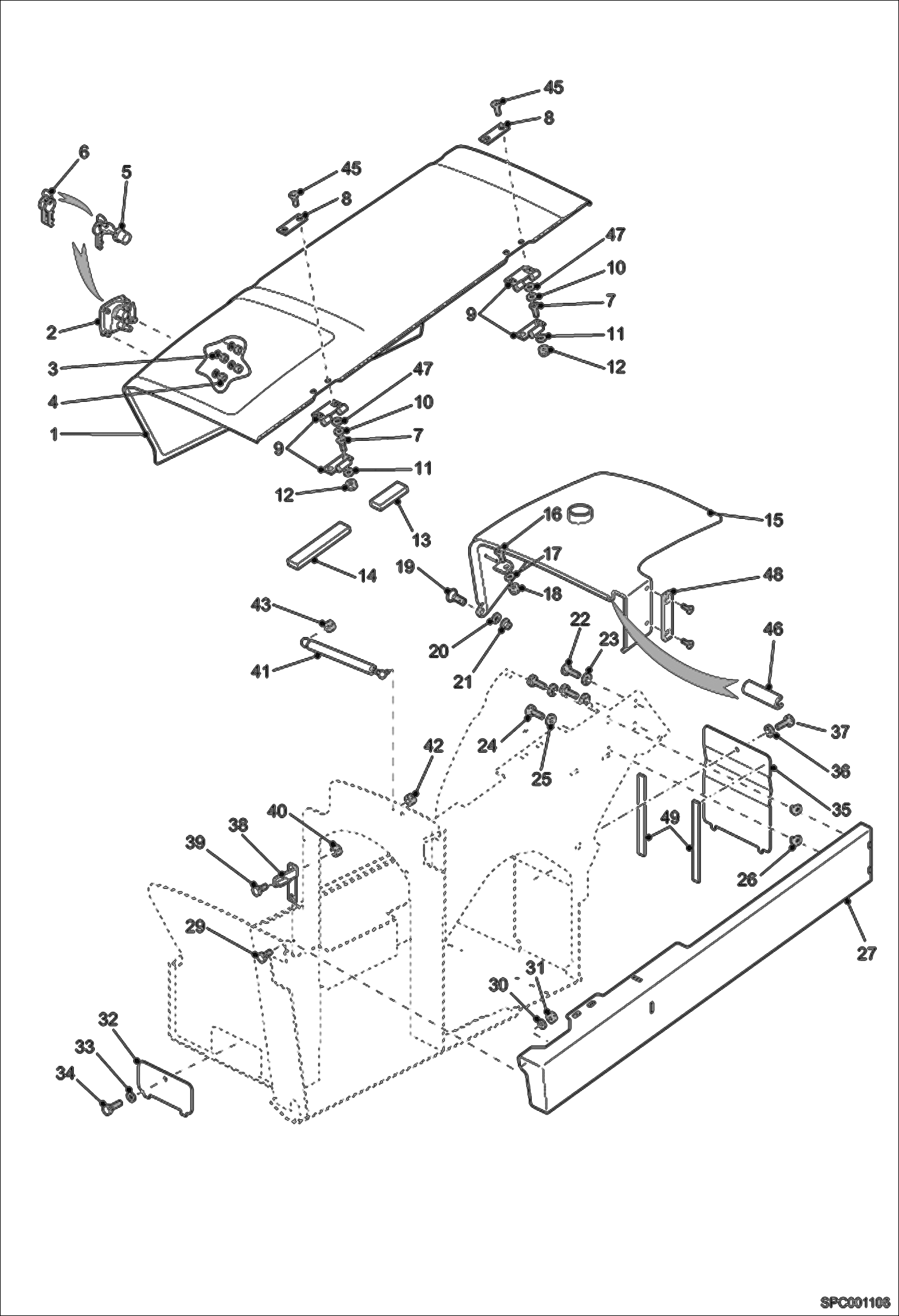 Схема запчастей Bobcat T3571 - ENGINE COVER (S/N 362812001 - 12020, 362312001 - 12020) MAIN FRAME