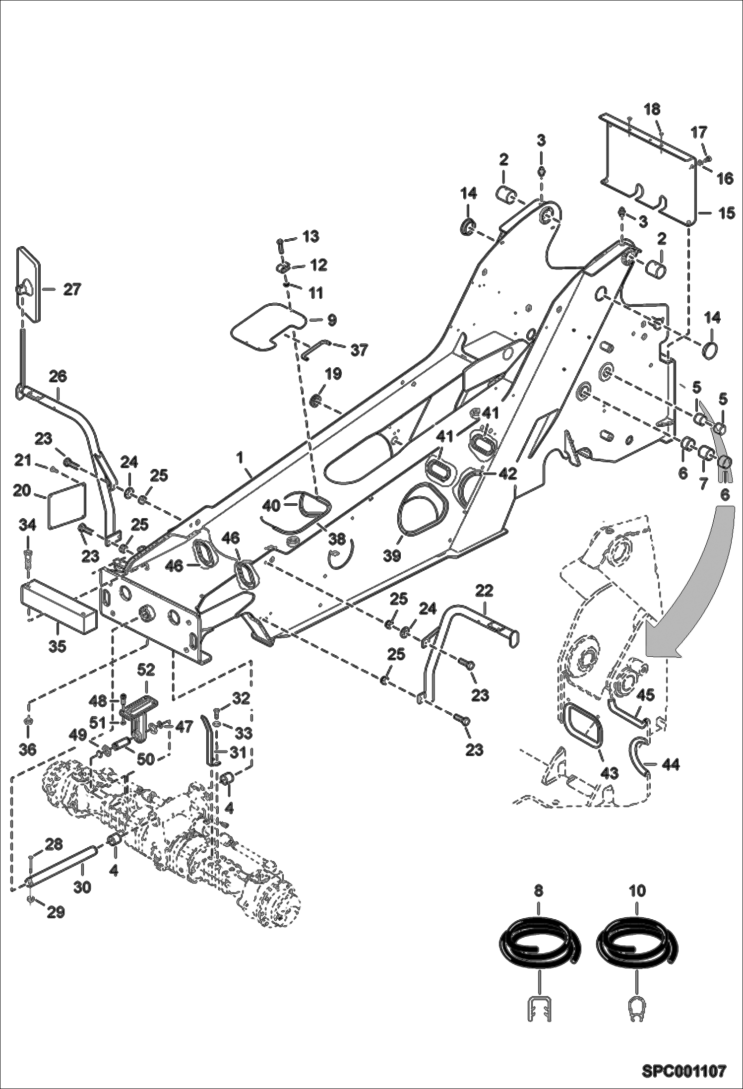 Схема запчастей Bobcat T35100L - FRAME (S/N A8HD11001 - 12999, A8GW11001 - 12999, A8GT11001 - 12999) MAIN FRAME