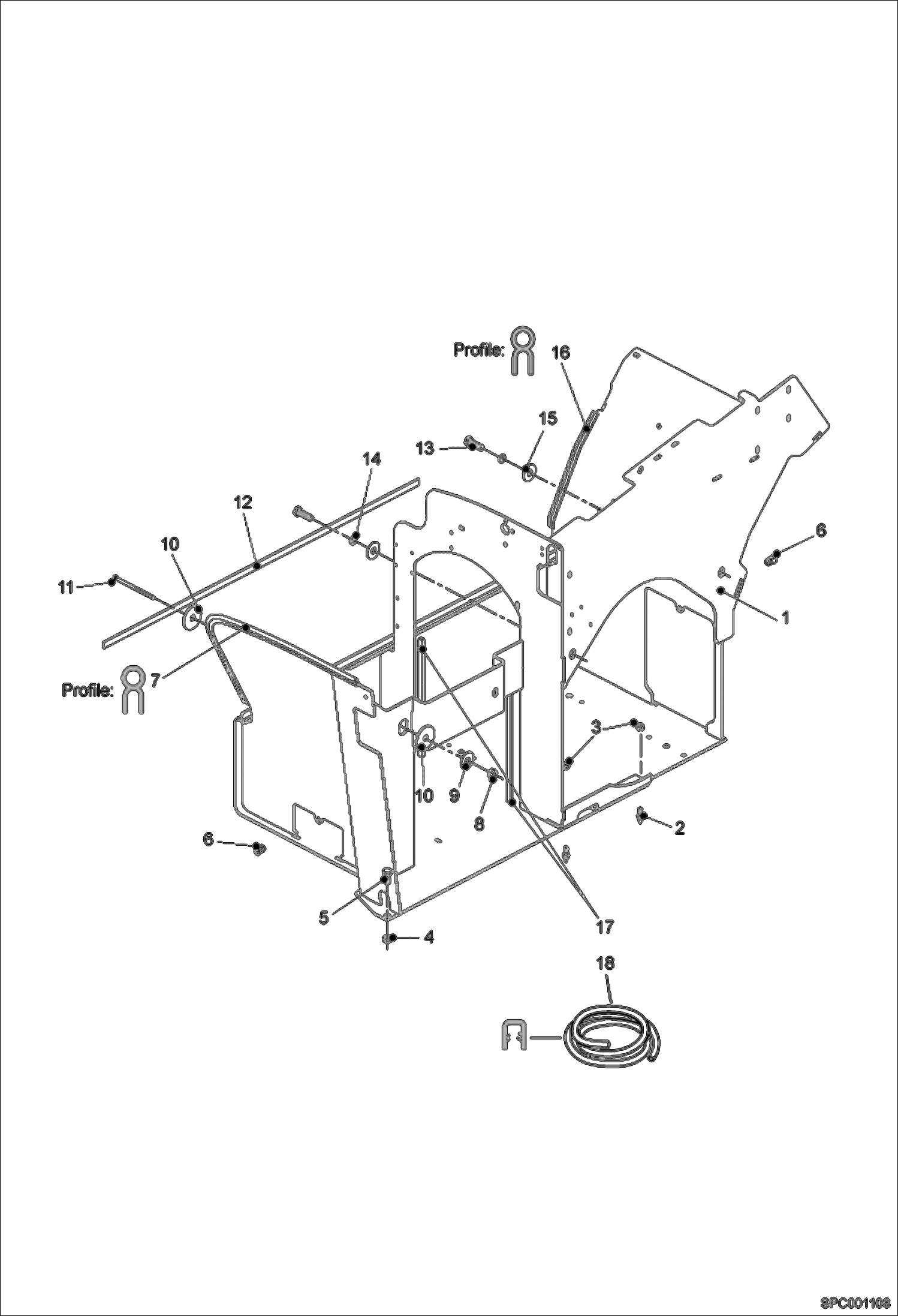 Схема запчастей Bobcat T40170 - ENGINE BASKET MAIN FRAME