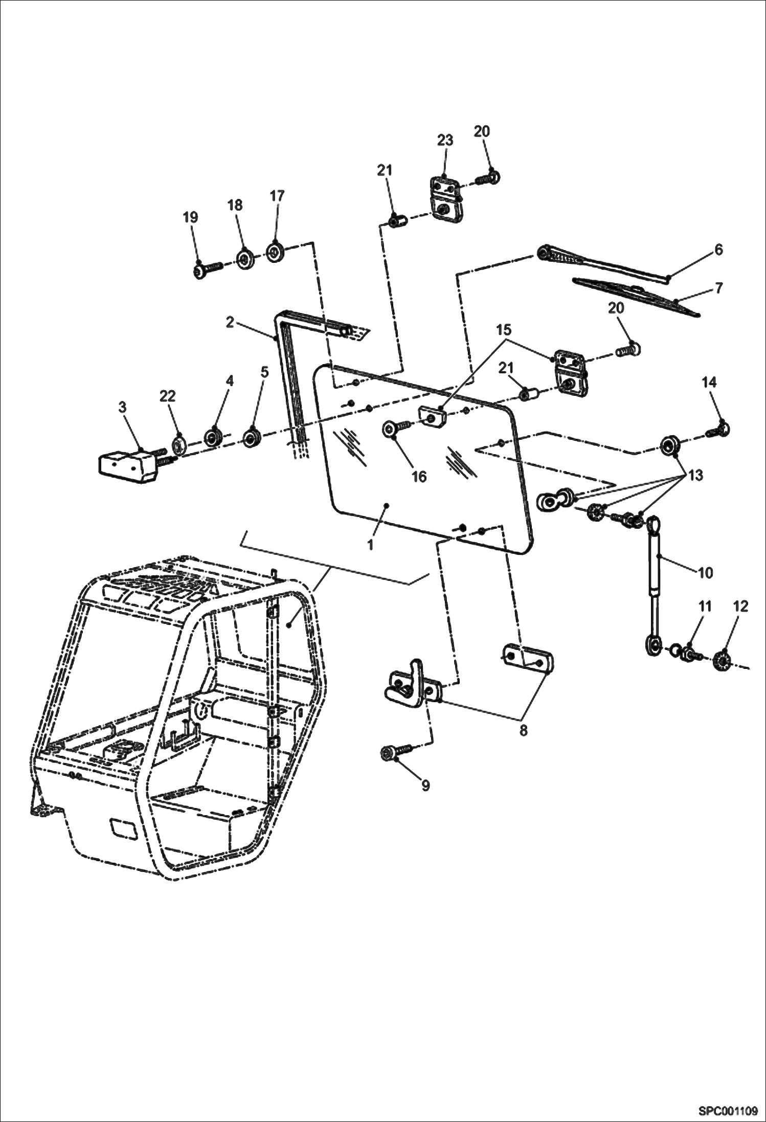 Схема запчастей Bobcat T35100L - REAR WINDOW INSTALLATION MAIN FRAME