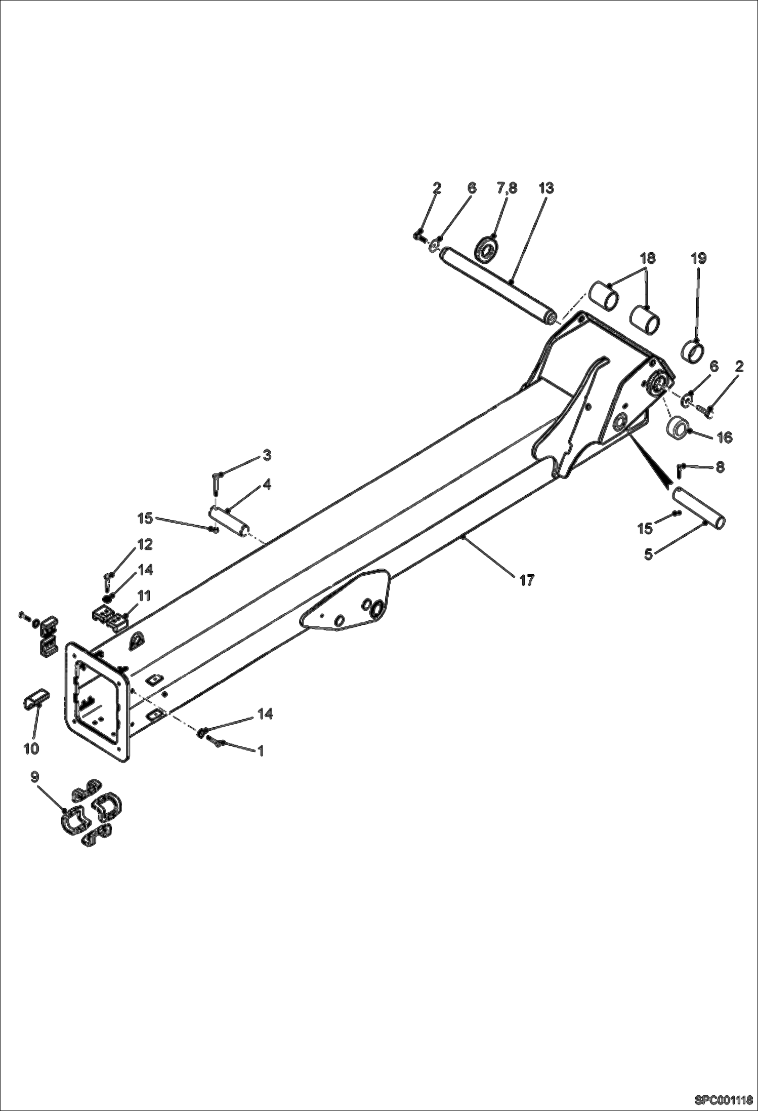 Схема запчастей Bobcat VR723 - FIXED BOOM ASSY (S/N 364811001 - 11999, 364911001 - 11999) MAIN FRAME