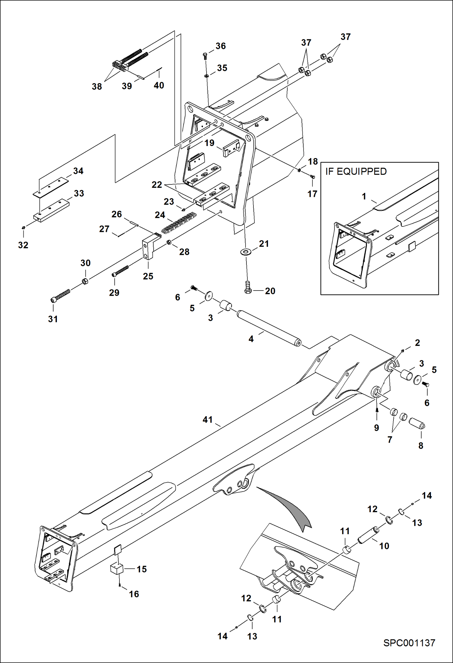 Схема запчастей Bobcat T35100 - FIXED BOOM ASSY (S/N A8HD11001 & Above, A8GW11001 & Above) MAIN FRAME