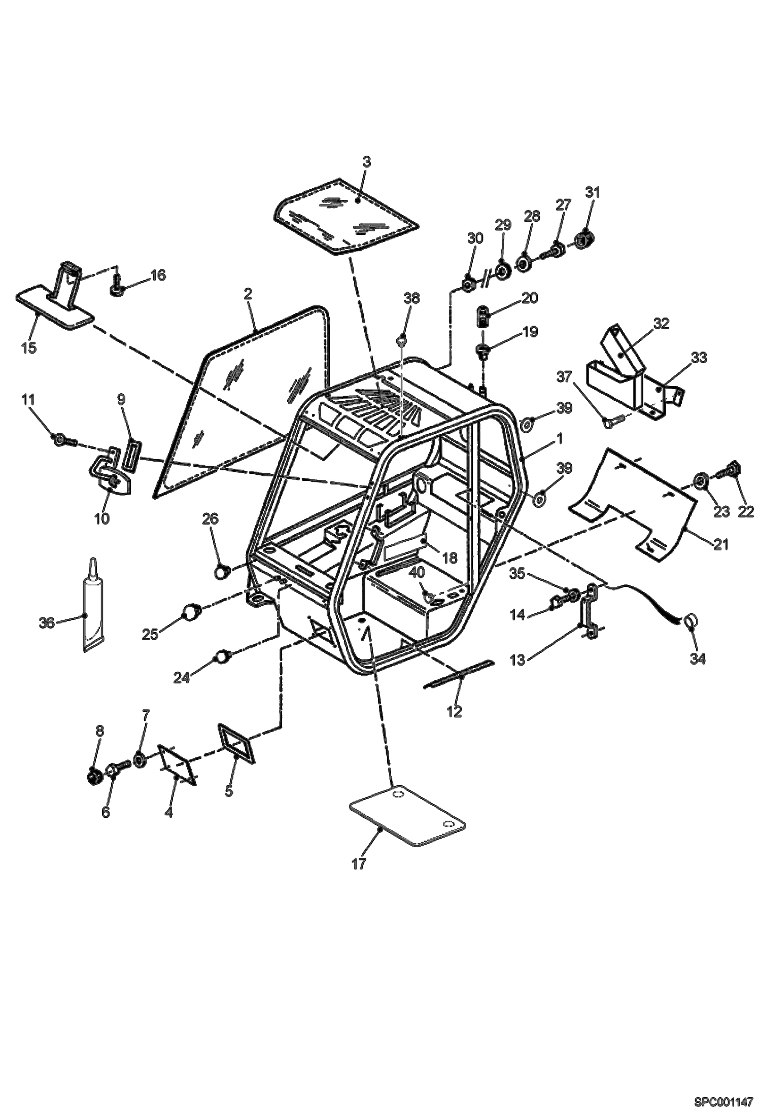 Схема запчастей Bobcat V518 - OPERATOR CANOPY (S/N 367712001 & Above) MAIN FRAME