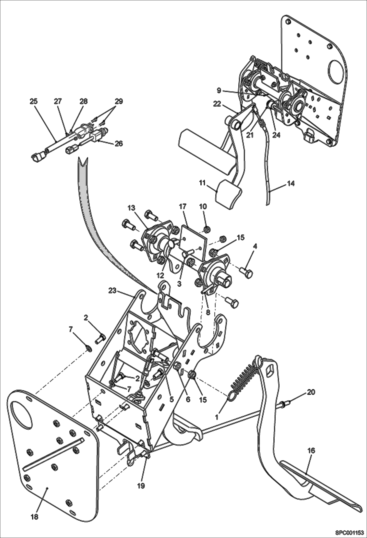 Схема запчастей Bobcat V723 - PEDALS INSTALLATION MAIN FRAME