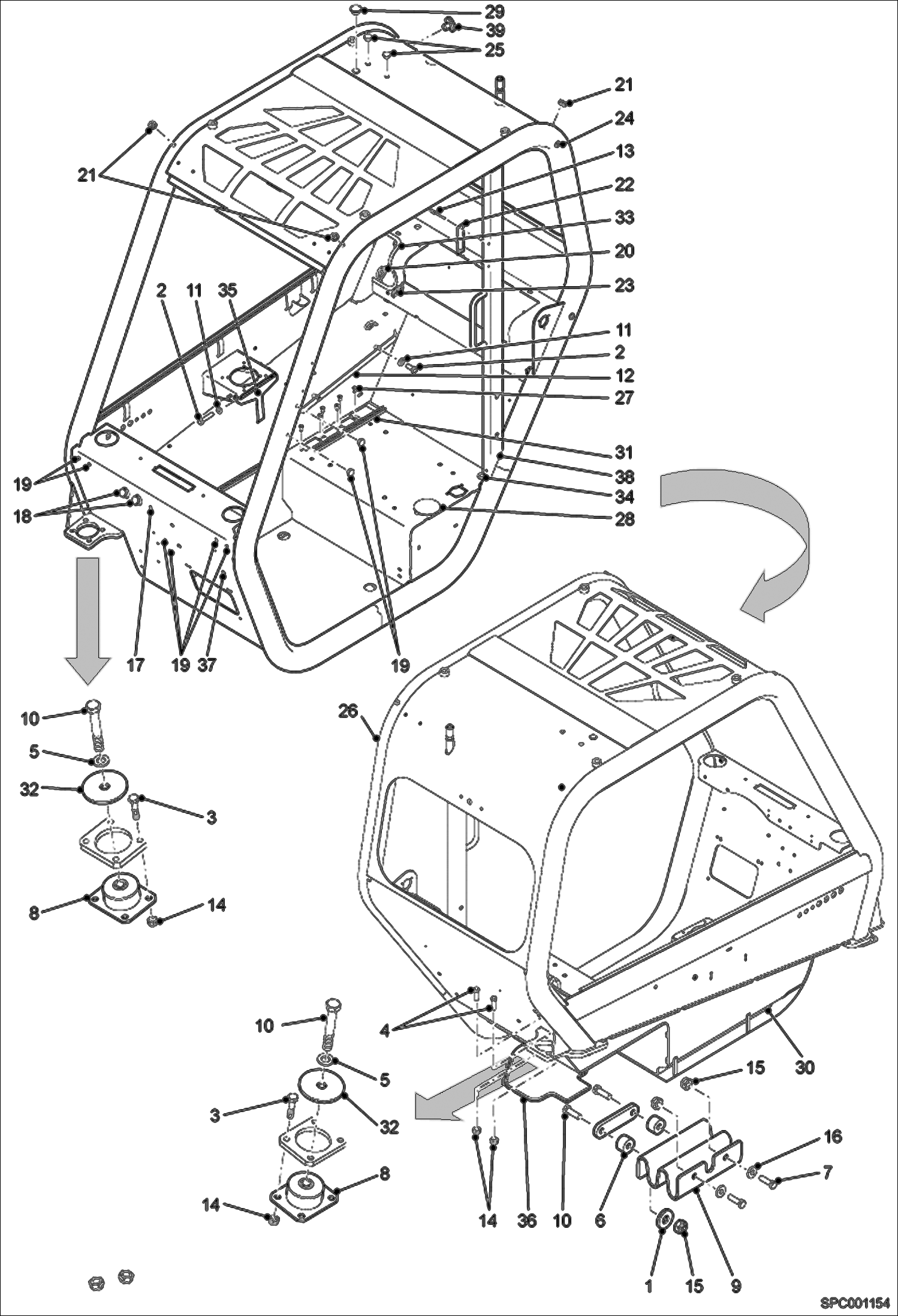 Схема запчастей Bobcat V417 - OPERATOR CANOPY (Installation) (S/N AC1D11001 & Above) MAIN FRAME