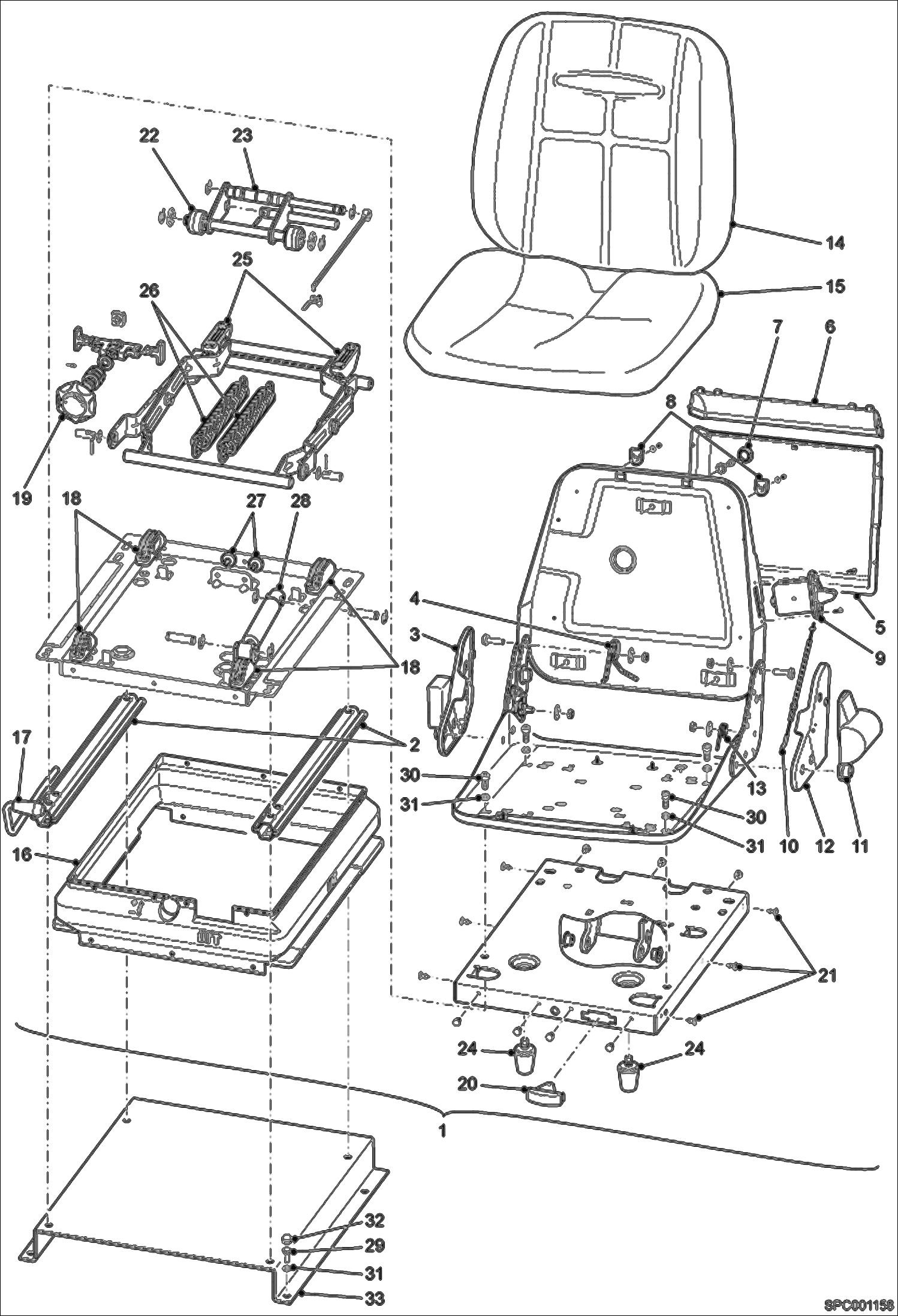 Схема запчастей Bobcat V417 - SEAT (S/N AC1D11001 & Above) MAIN FRAME