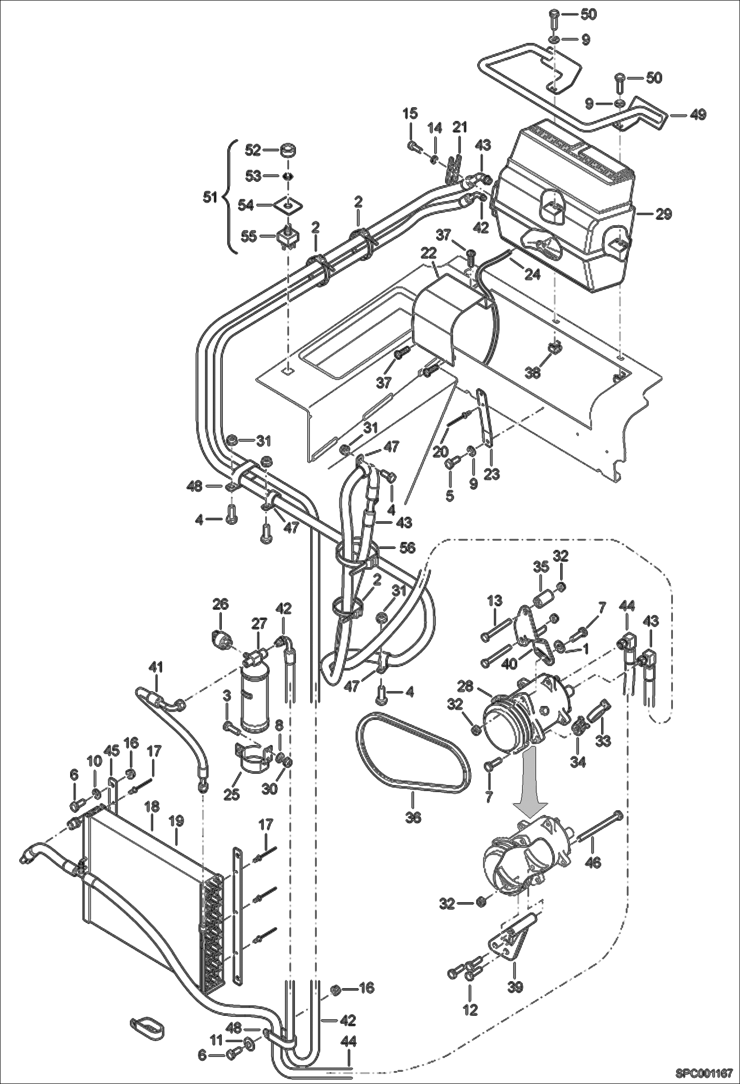 Схема запчастей Bobcat V417 - HEATING/VENTILATION (S/N A7MK11001 & Above) MAIN FRAME