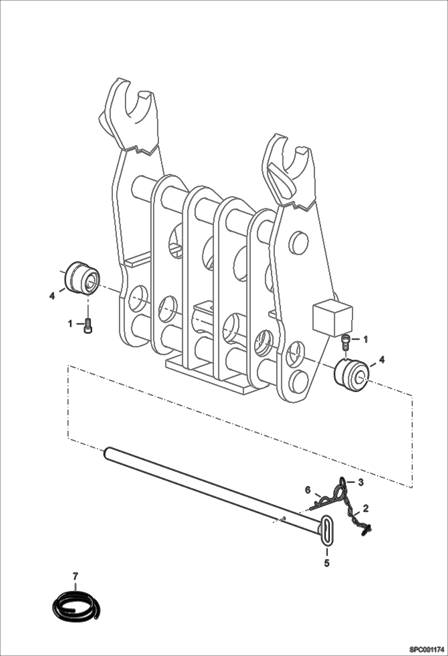 Схема запчастей Bobcat T2250 - QUICK-TACH MANUAL LOCK MAIN FRAME