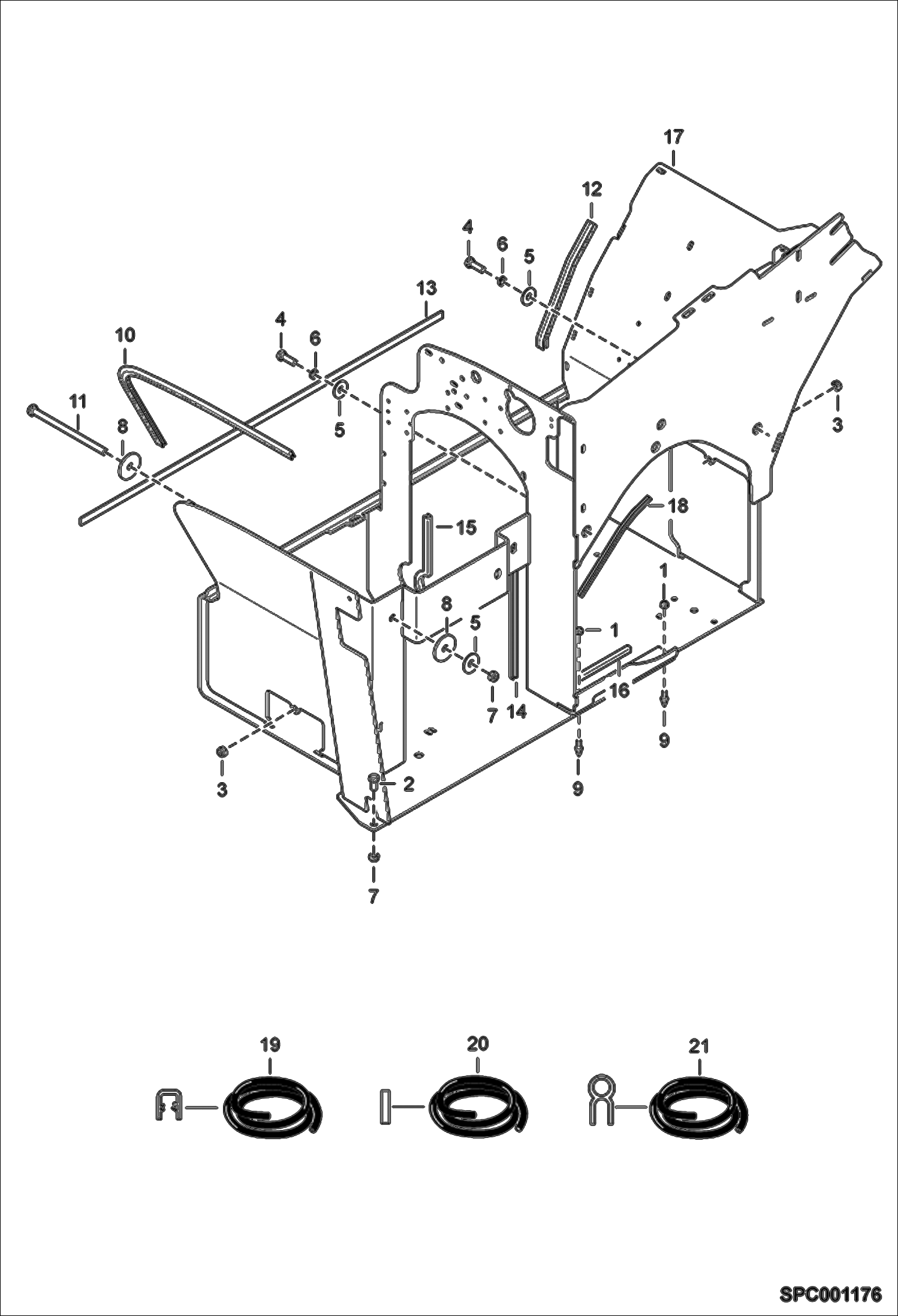 Схема запчастей Bobcat V723 - ENGINE BASKET MAIN FRAME