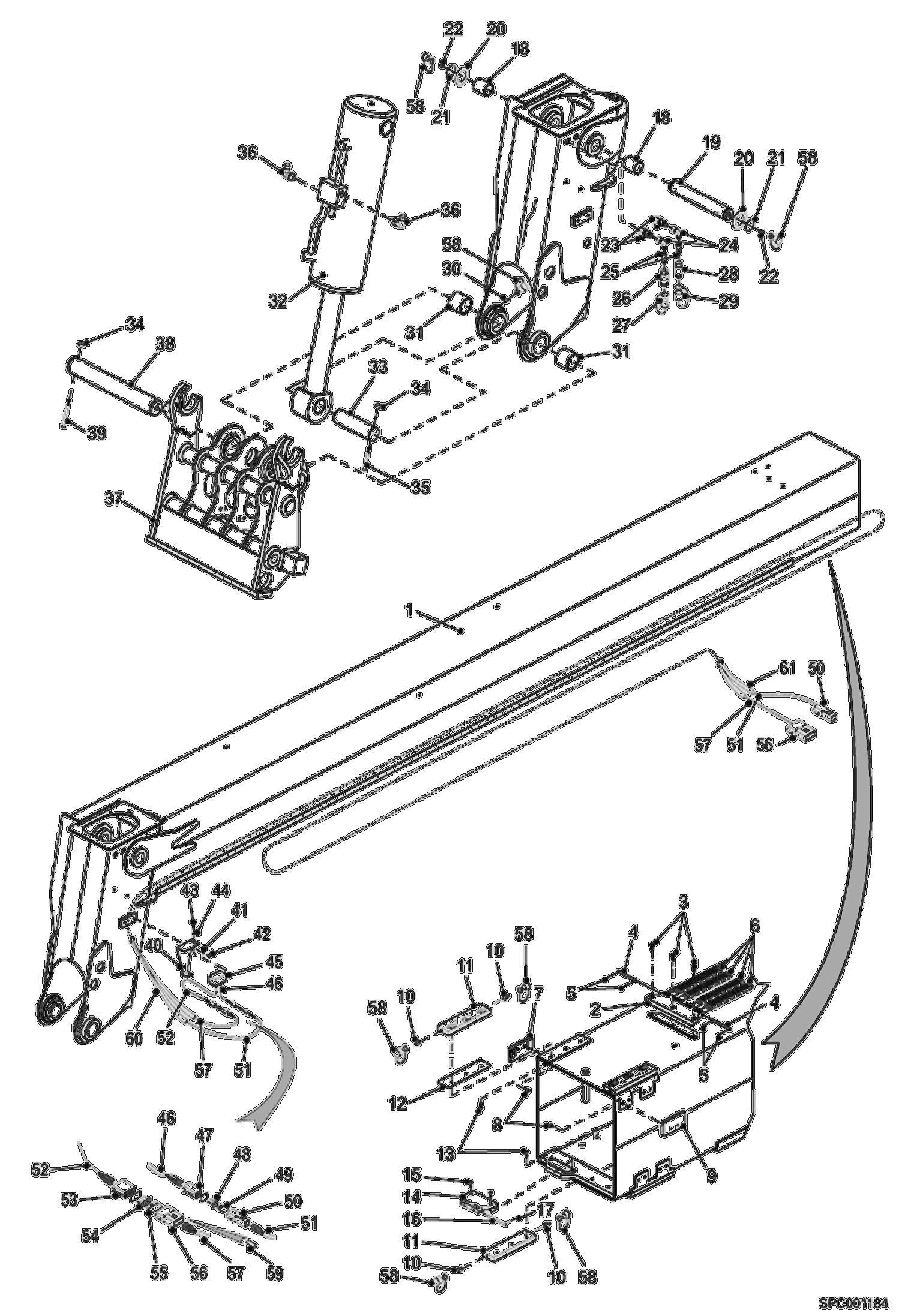 Схема запчастей Bobcat T40140 - END BOOM ASSY (S/N A8GA11001 & Above) MAIN FRAME