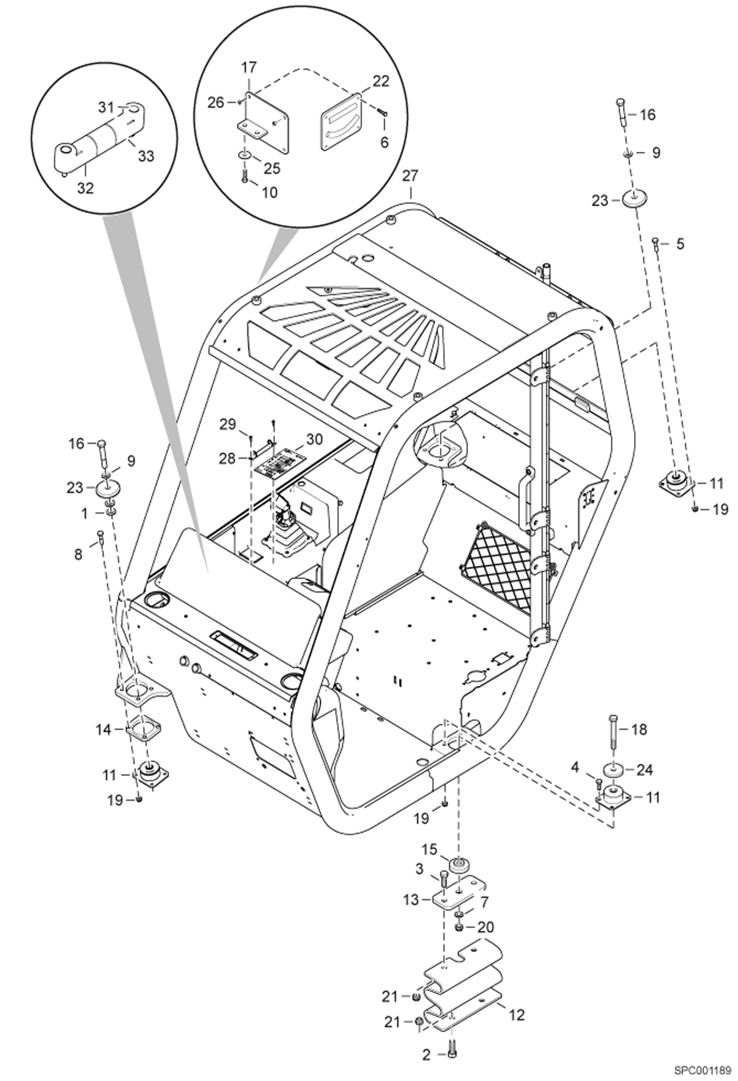 Схема запчастей Bobcat T35120L - CAB & FIXATION MAIN FRAME