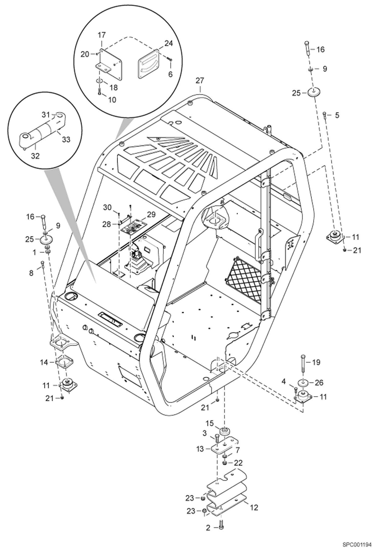 Схема запчастей Bobcat V723 - CAB & FIXATION (S/N A8HL11000 & Above, A8HP11000 & Above) MAIN FRAME