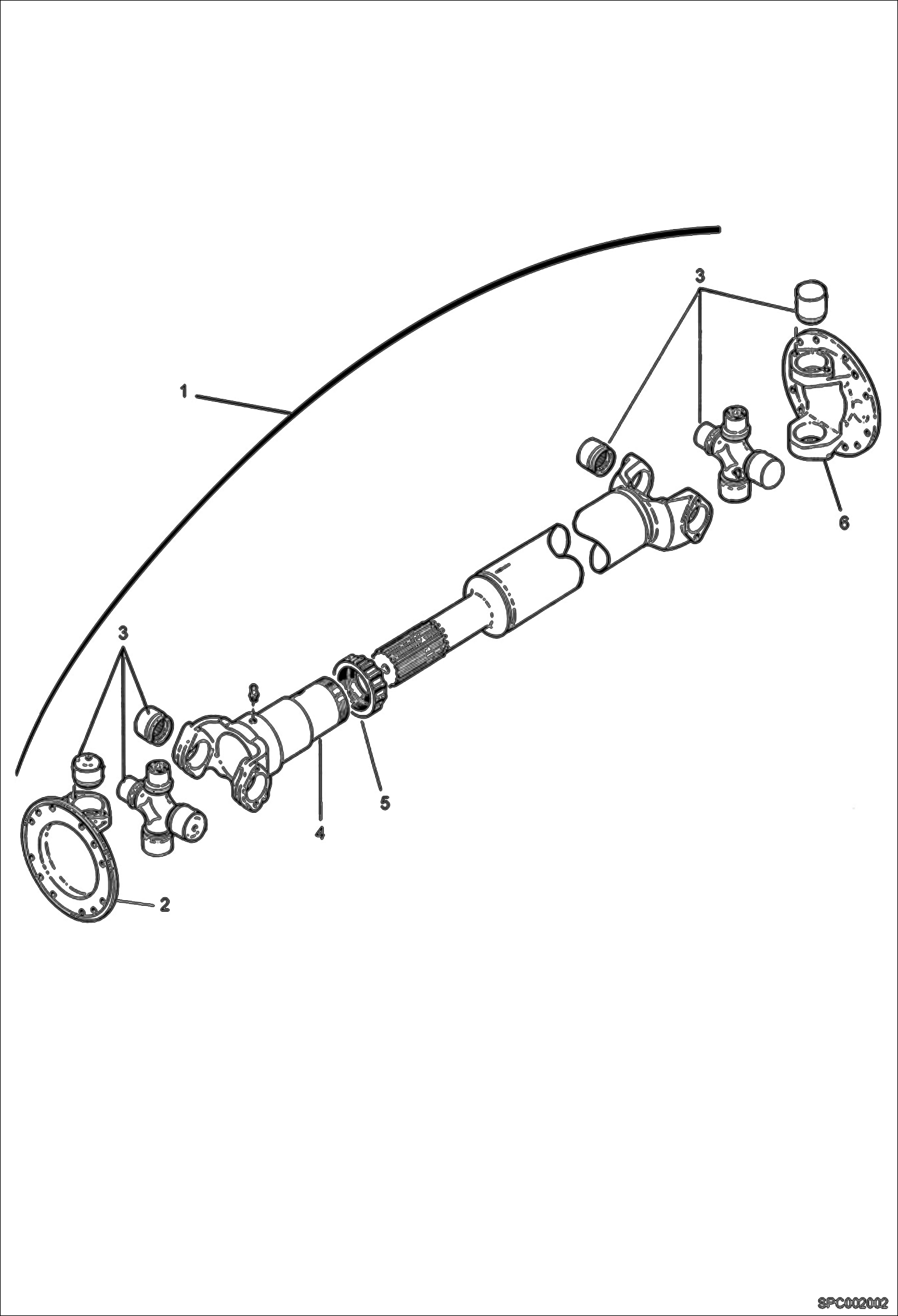 Схема запчастей Bobcat T3571 - CARDAN SHAFT DRIVE SYSTEM