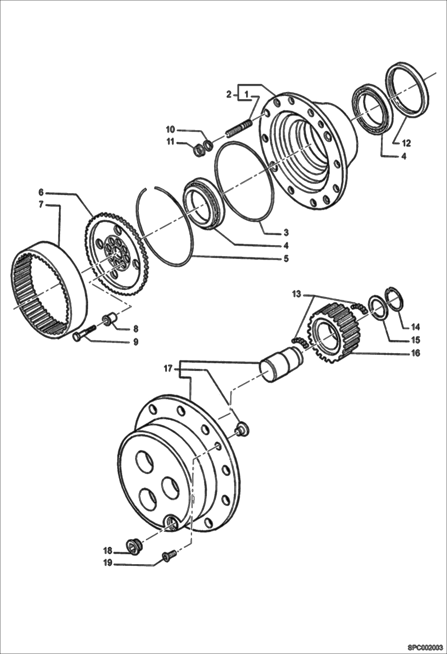 Схема запчастей Bobcat T35120SL - HUB REDUCTION - FRONT AXLE / REAR AXLE Quantities are per axle DRIVE SYSTEM