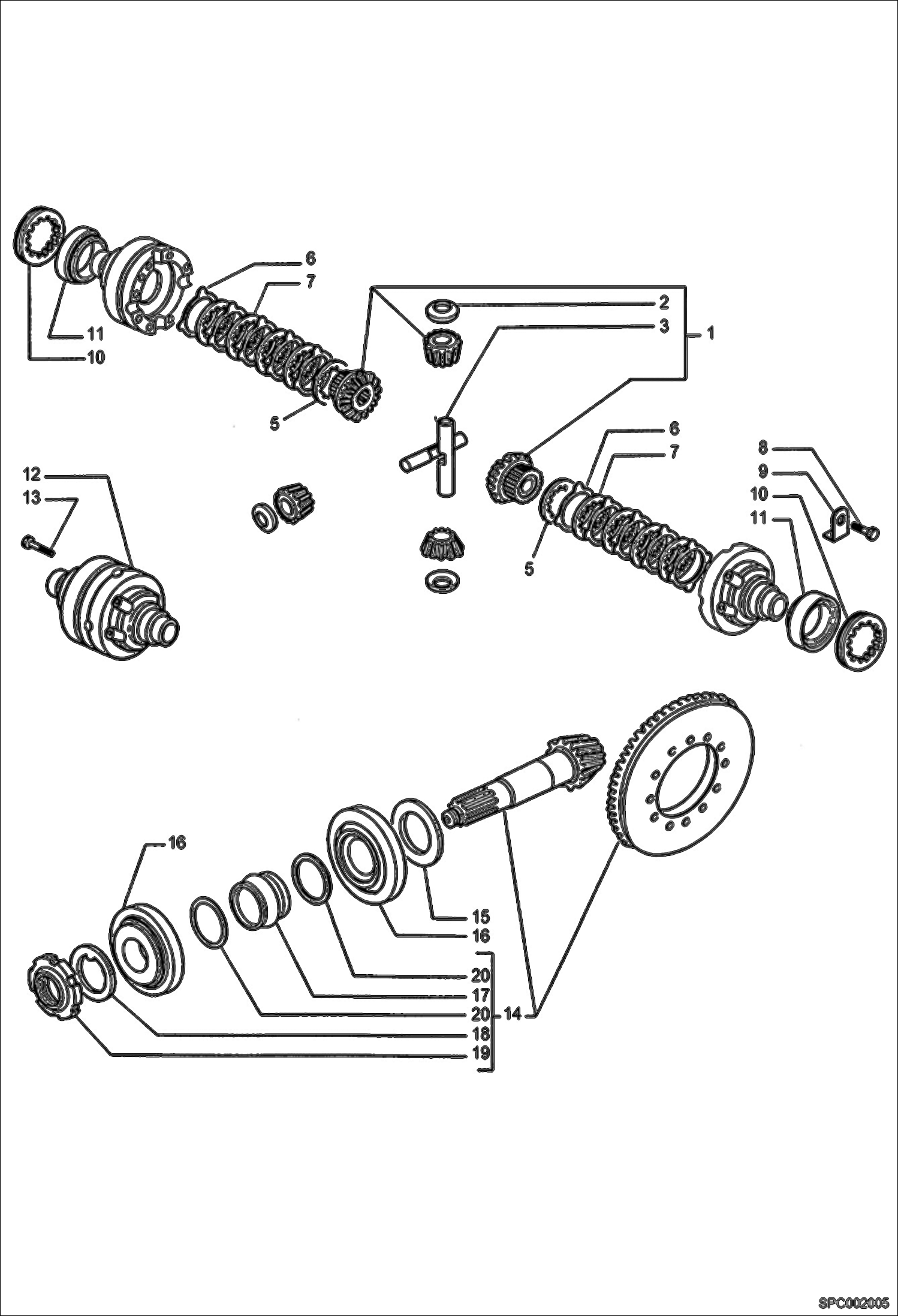 Схема запчастей Bobcat T40140 - DIFFERENTIAL - FRONT AXLE DRIVE SYSTEM