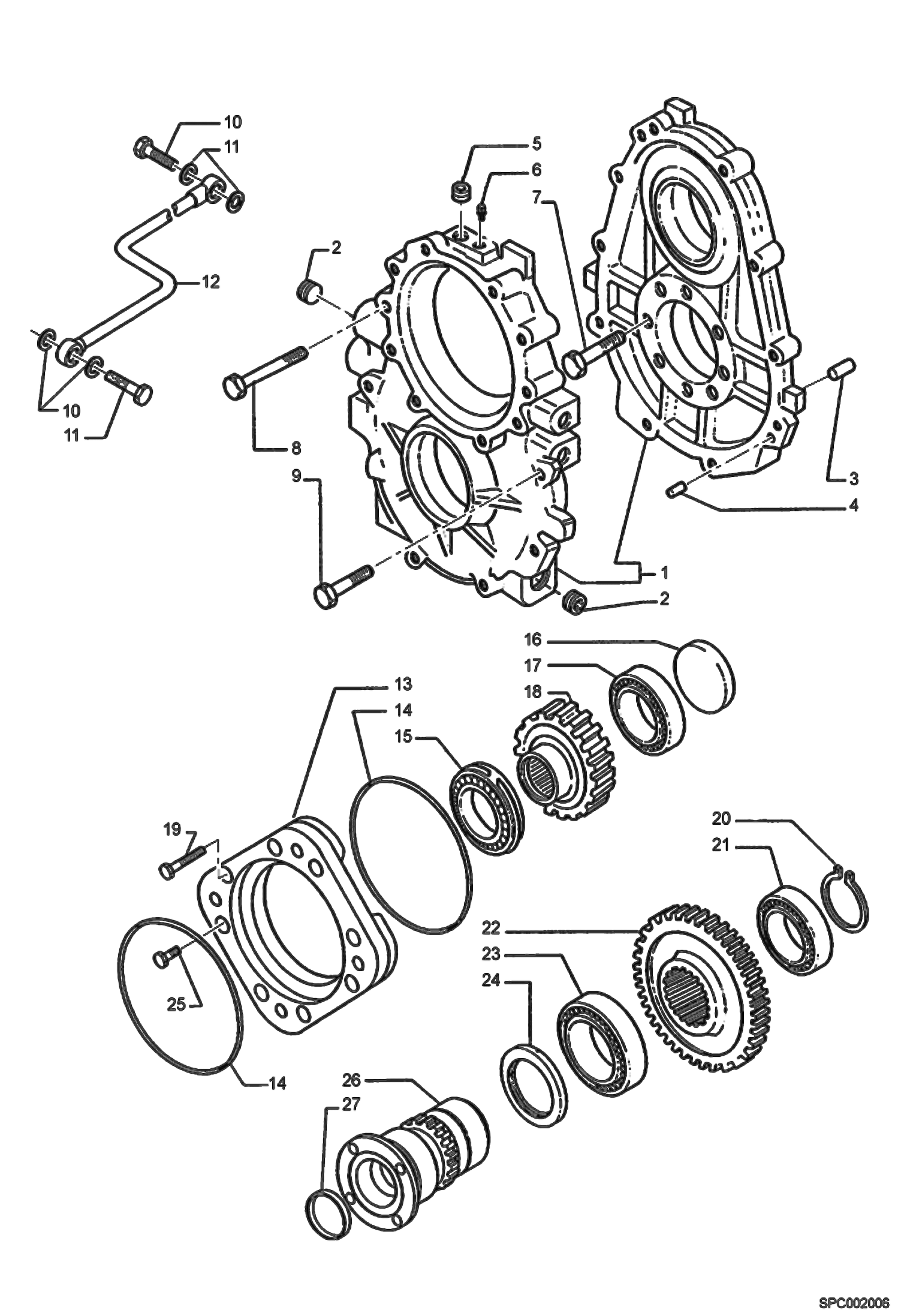 Схема запчастей Bobcat T40140 - REDUCER BOX - FRONT AXLE DRIVE SYSTEM