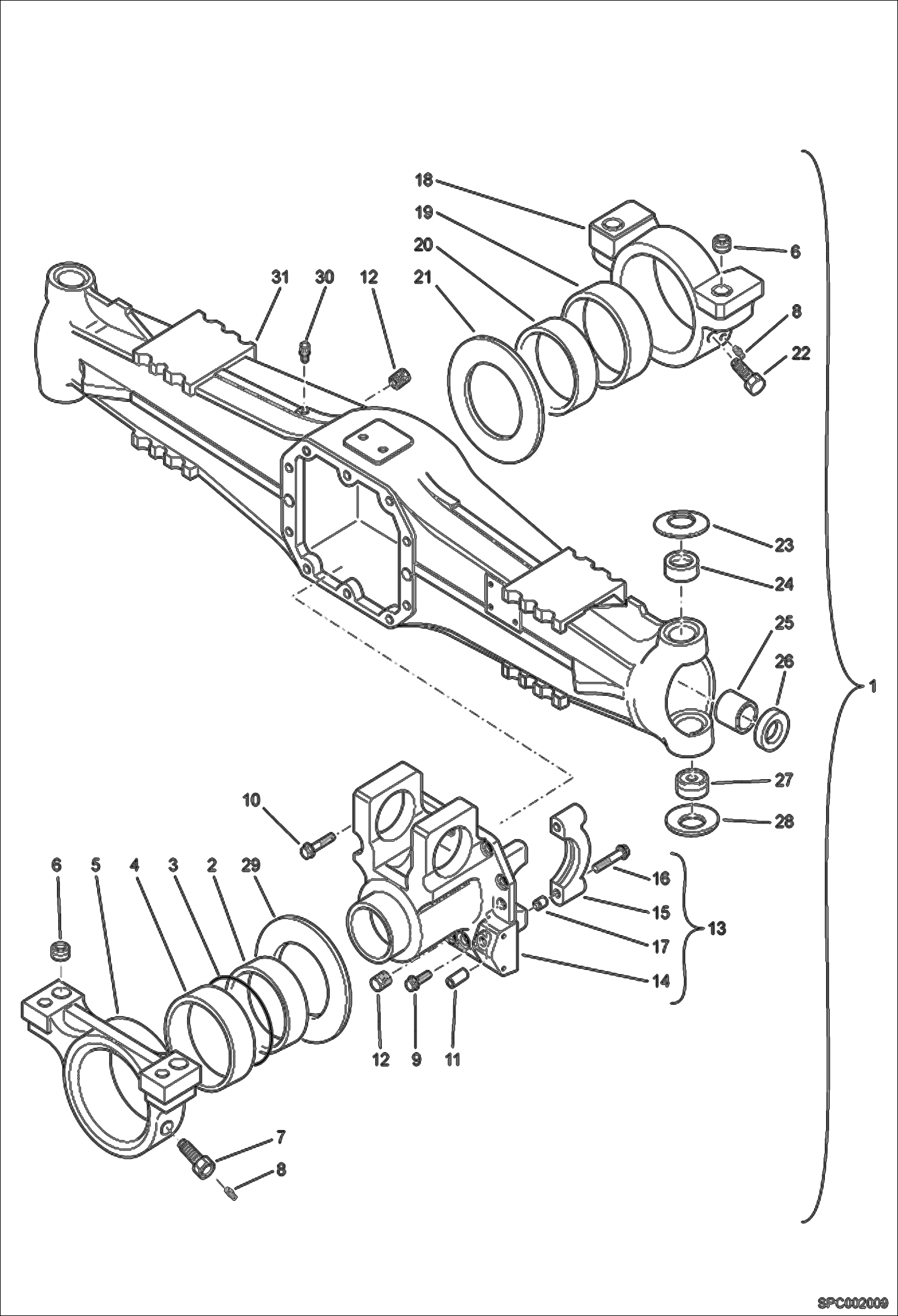 Схема запчастей Bobcat T40140 - HOUSING - REAR AXLE DRIVE SYSTEM