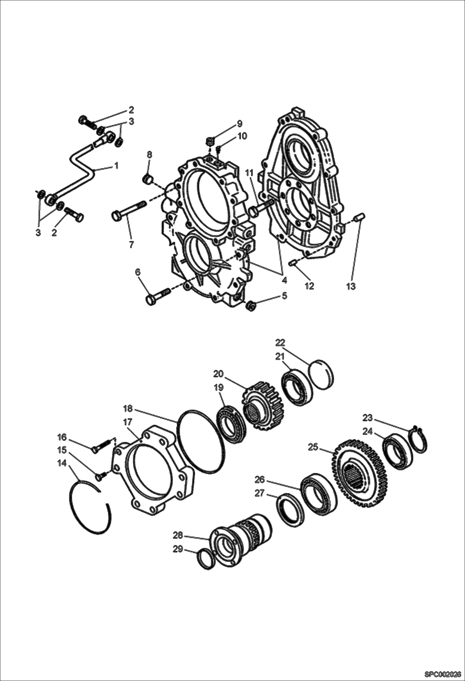 Схема запчастей Bobcat T2556 - REDUCER BOX - FRONT AXLE DRIVE SYSTEM