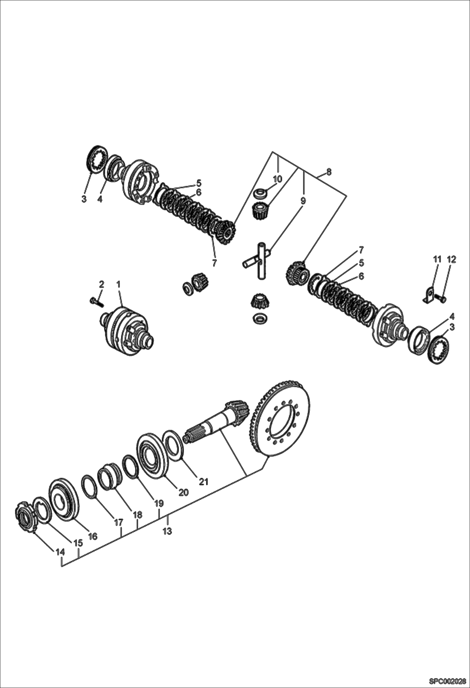 Схема запчастей Bobcat T2556 - DIFFERENTIAL - FRONT AXLE DRIVE SYSTEM