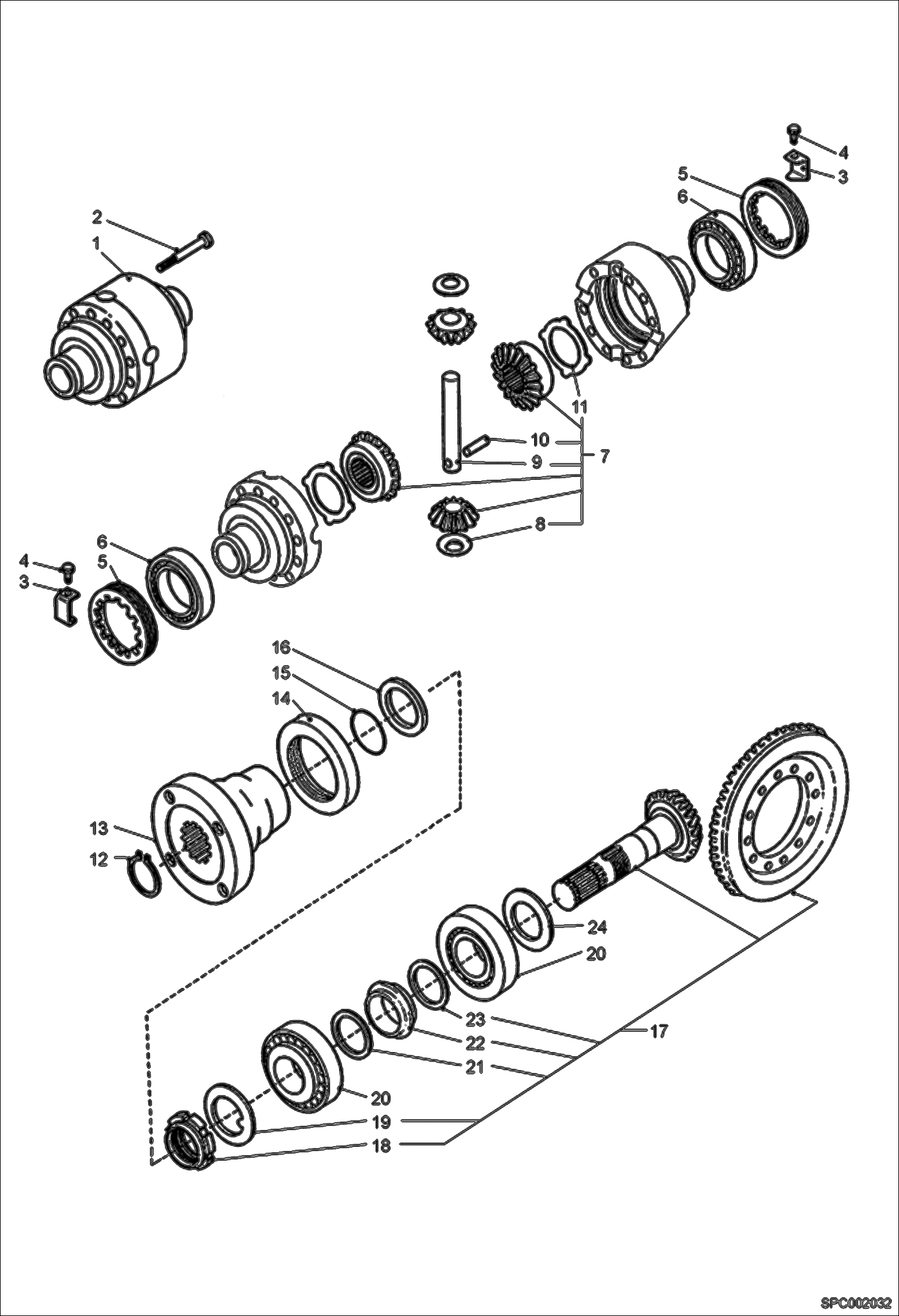 Схема запчастей Bobcat T2556 - DIFFERENTIAL - REAR AXLE DRIVE SYSTEM