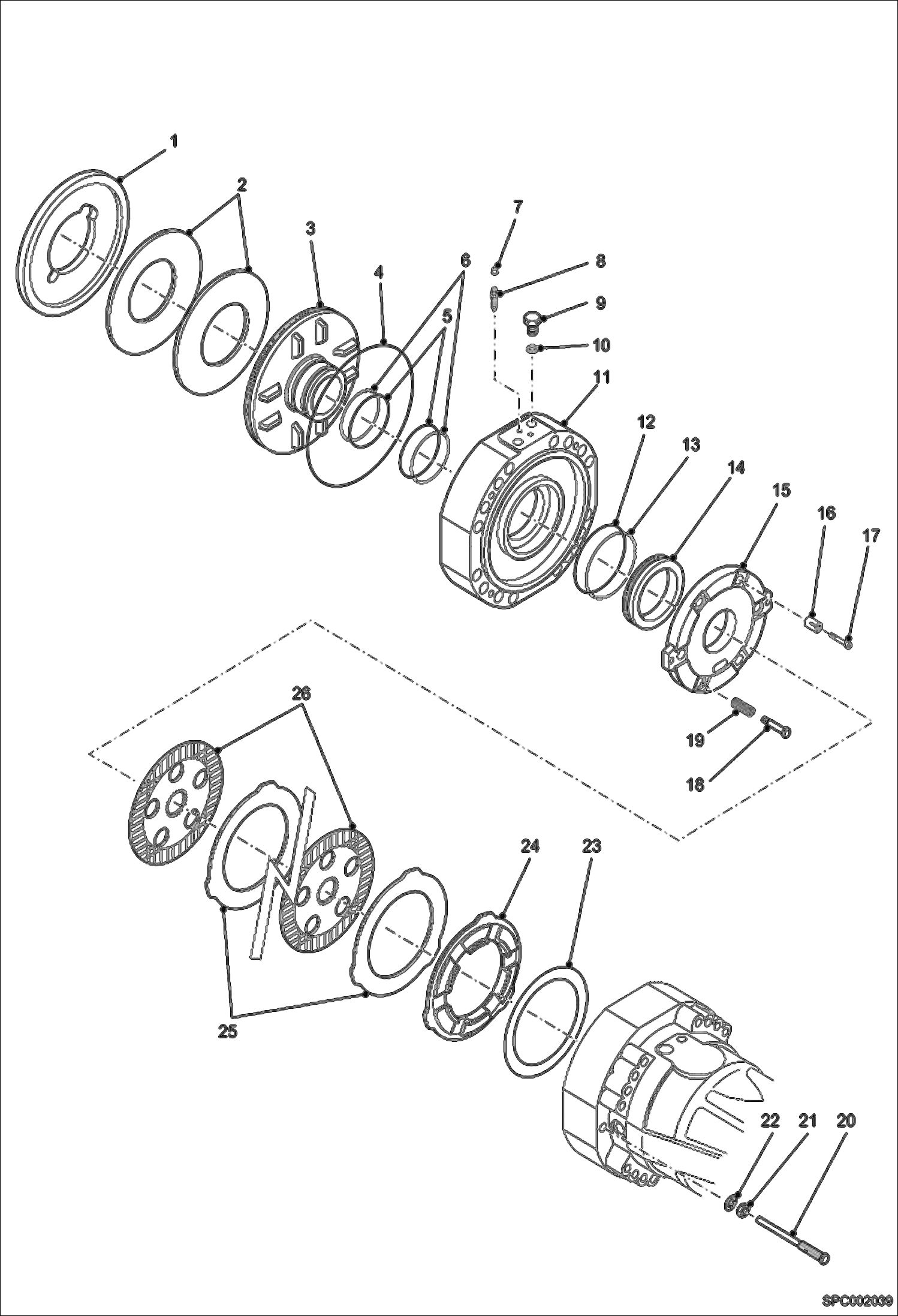 Схема запчастей Bobcat VR638 - BRAKES - FRONT AXLE DRIVE SYSTEM