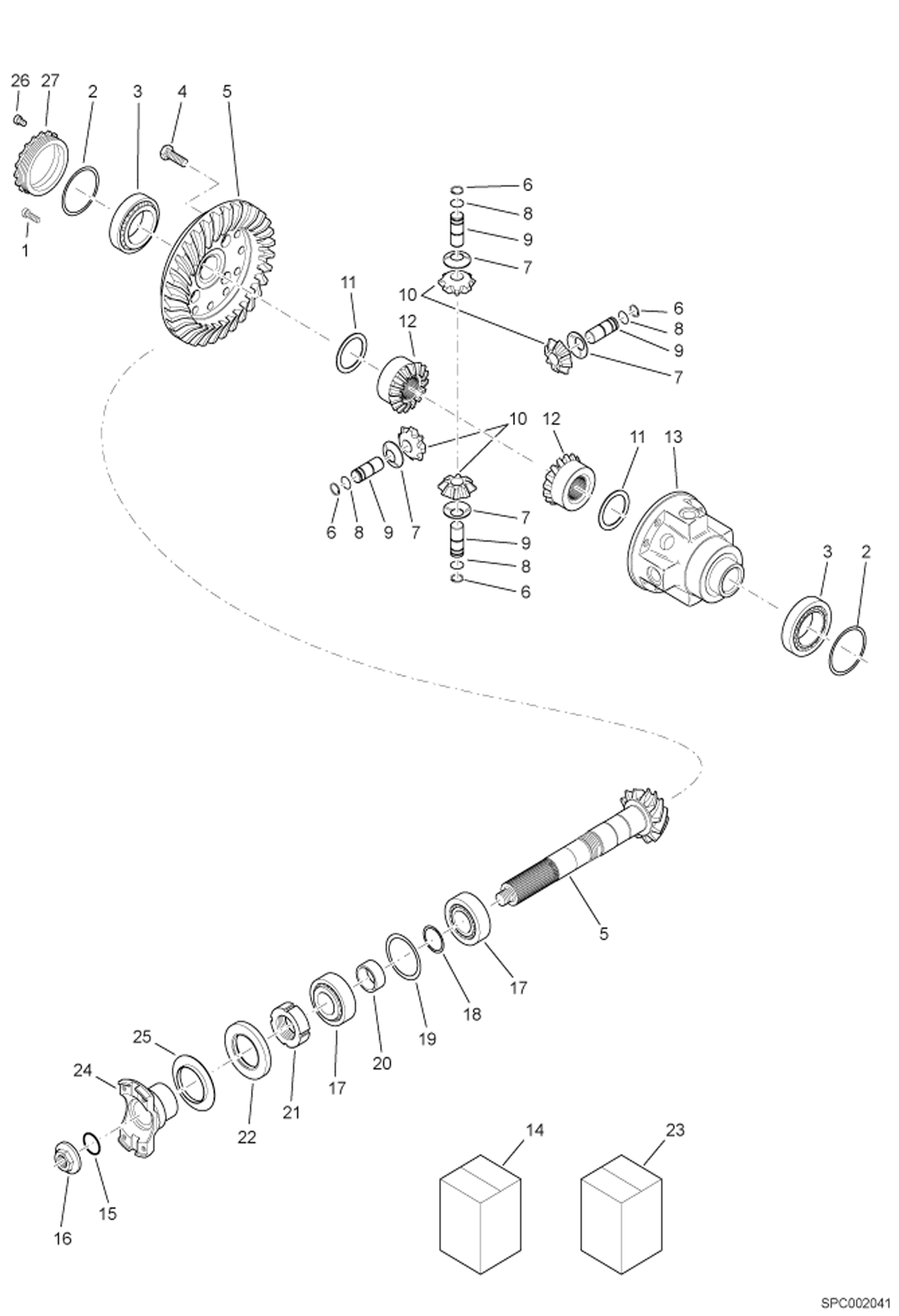 Схема запчастей Bobcat T35100 - DIFFERENTIAL - REAR AXLE DRIVE SYSTEM