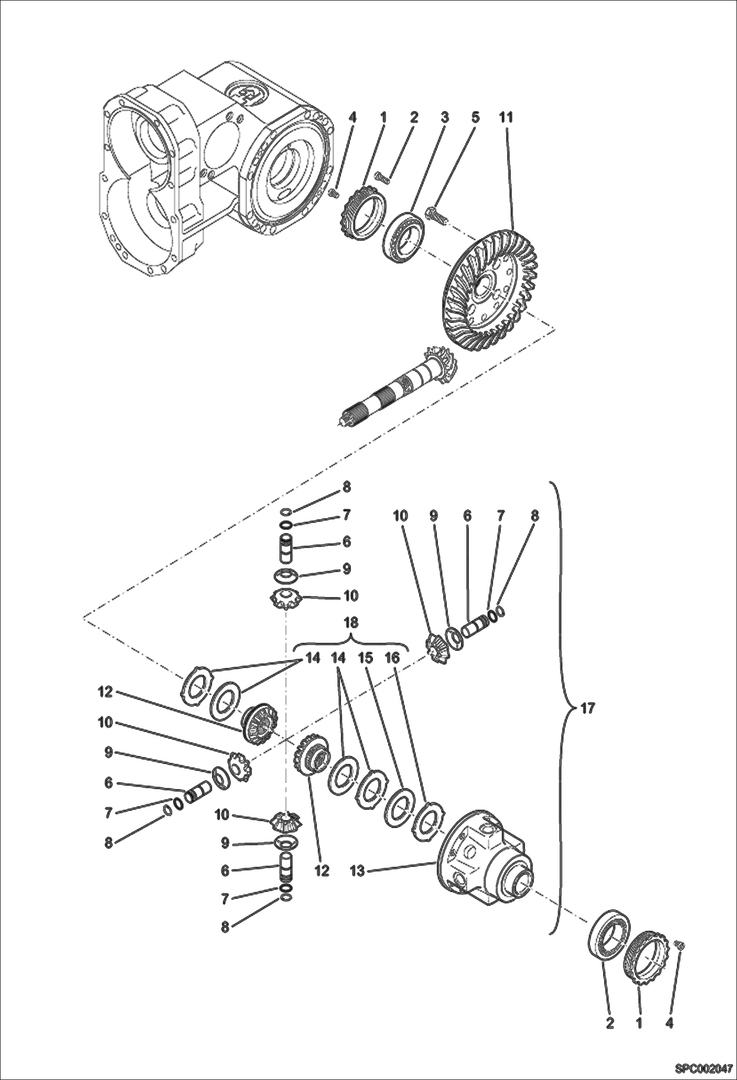 Схема запчастей Bobcat T35100SL - DIFFERENTIAL - FRONT AXLE DRIVE SYSTEM