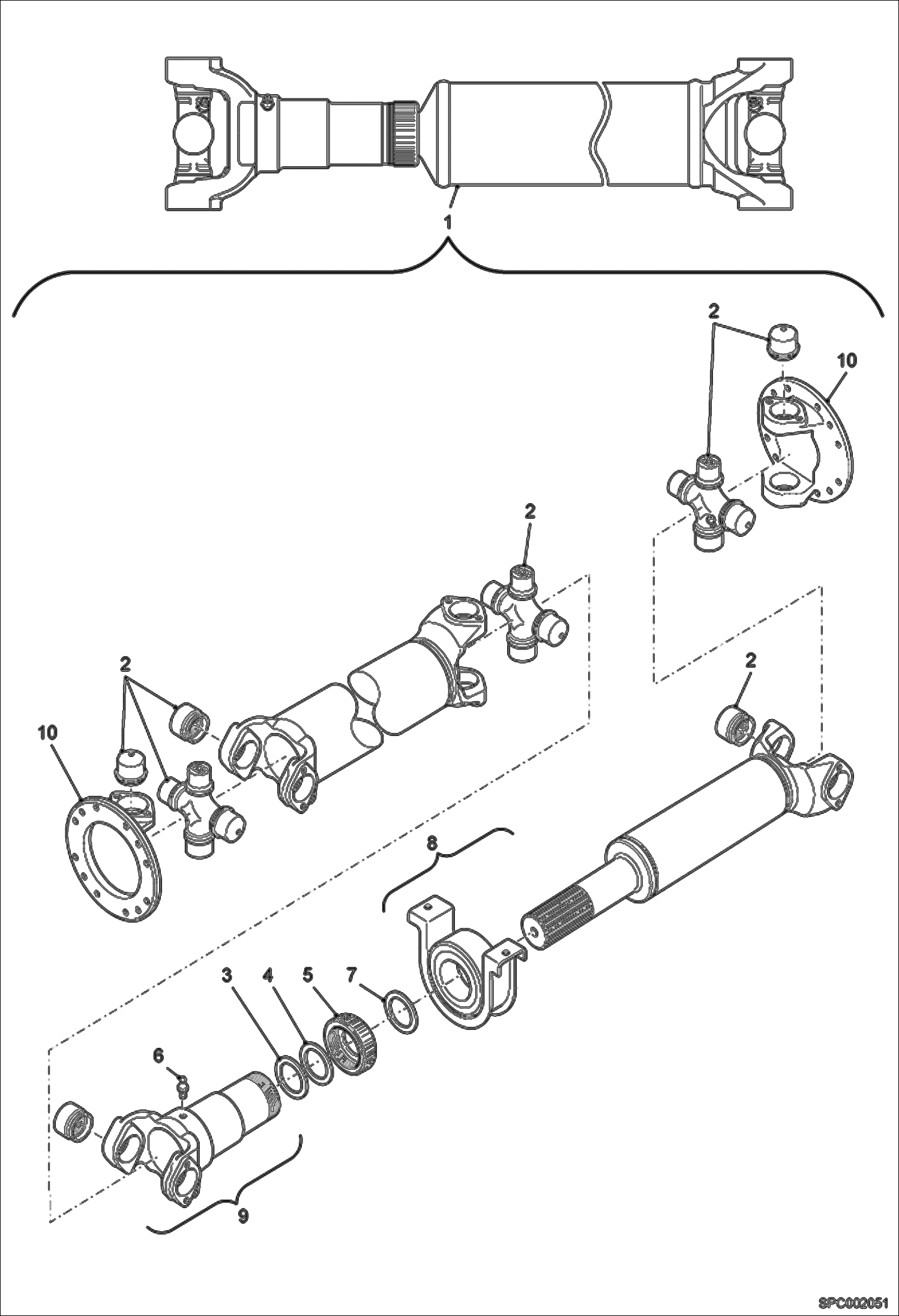 Схема запчастей Bobcat T3571L - DRIVE SHAFT DRIVE SYSTEM