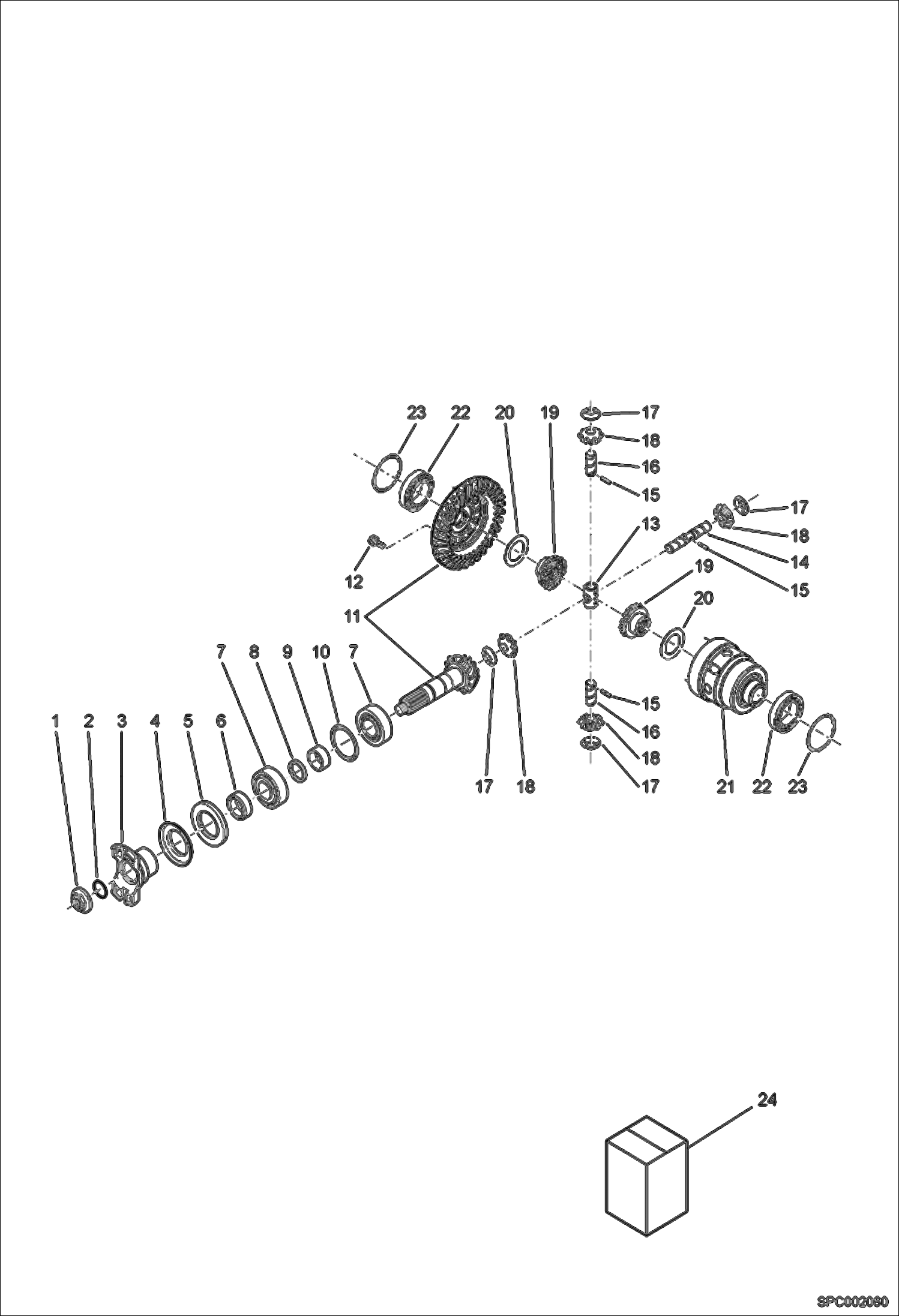 Схема запчастей Bobcat T2556 - DIFFERENTIAL - REAR AXLE (serial number listed is the vendor axle serial number) (S/N H-ITA-537601 & Above) DRIVE SYSTEM