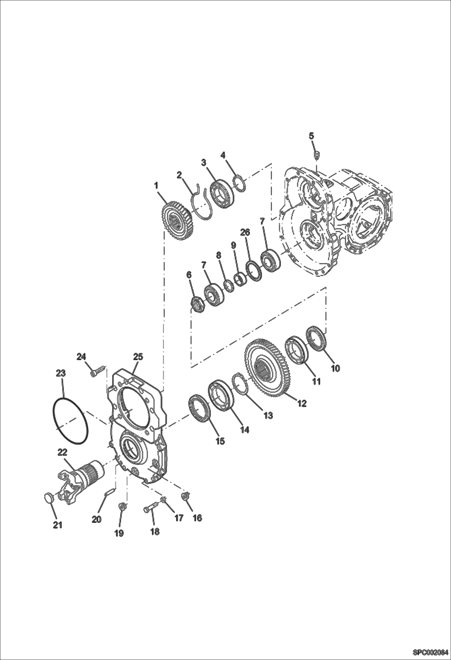 Схема запчастей Bobcat VR518 - REDUCER BOX - FRONT AXLE (S/N 364612501 & Above, 364712501 & Above) DRIVE SYSTEM